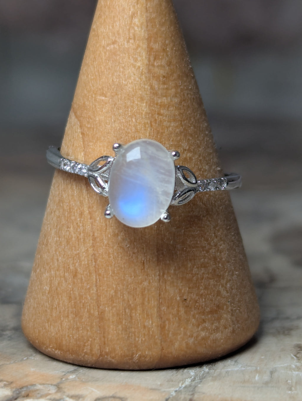Moonstone crystal Adjustable ring