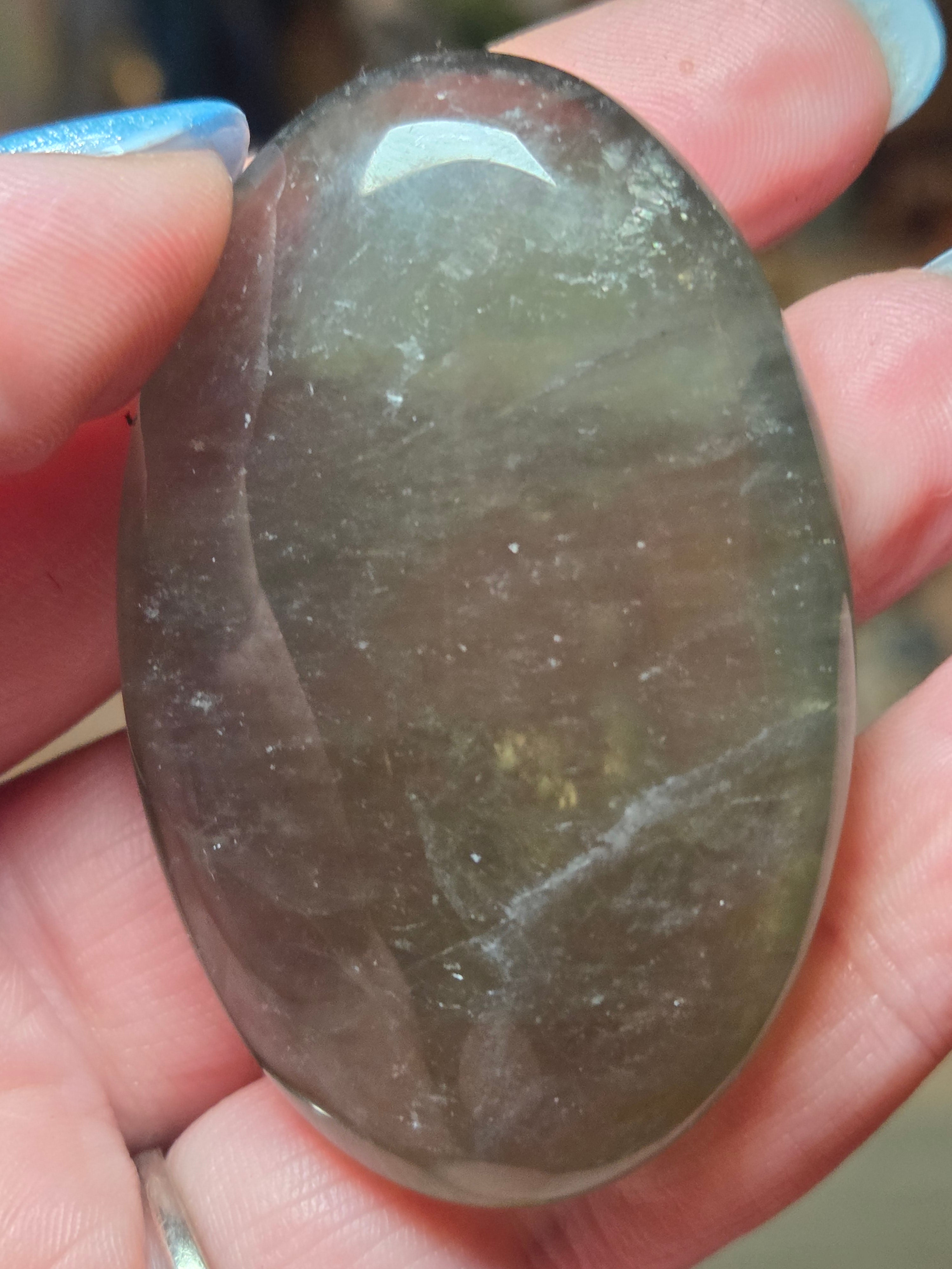 Natural  green Amethyst crystal palm stone