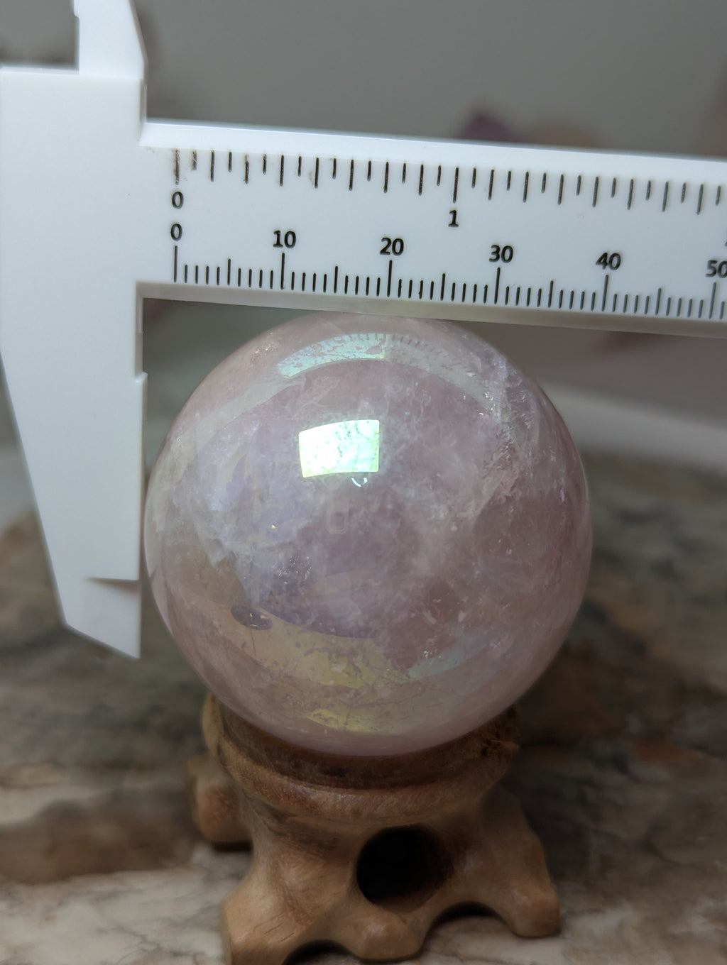 Aura Rose quartz crystal sphere