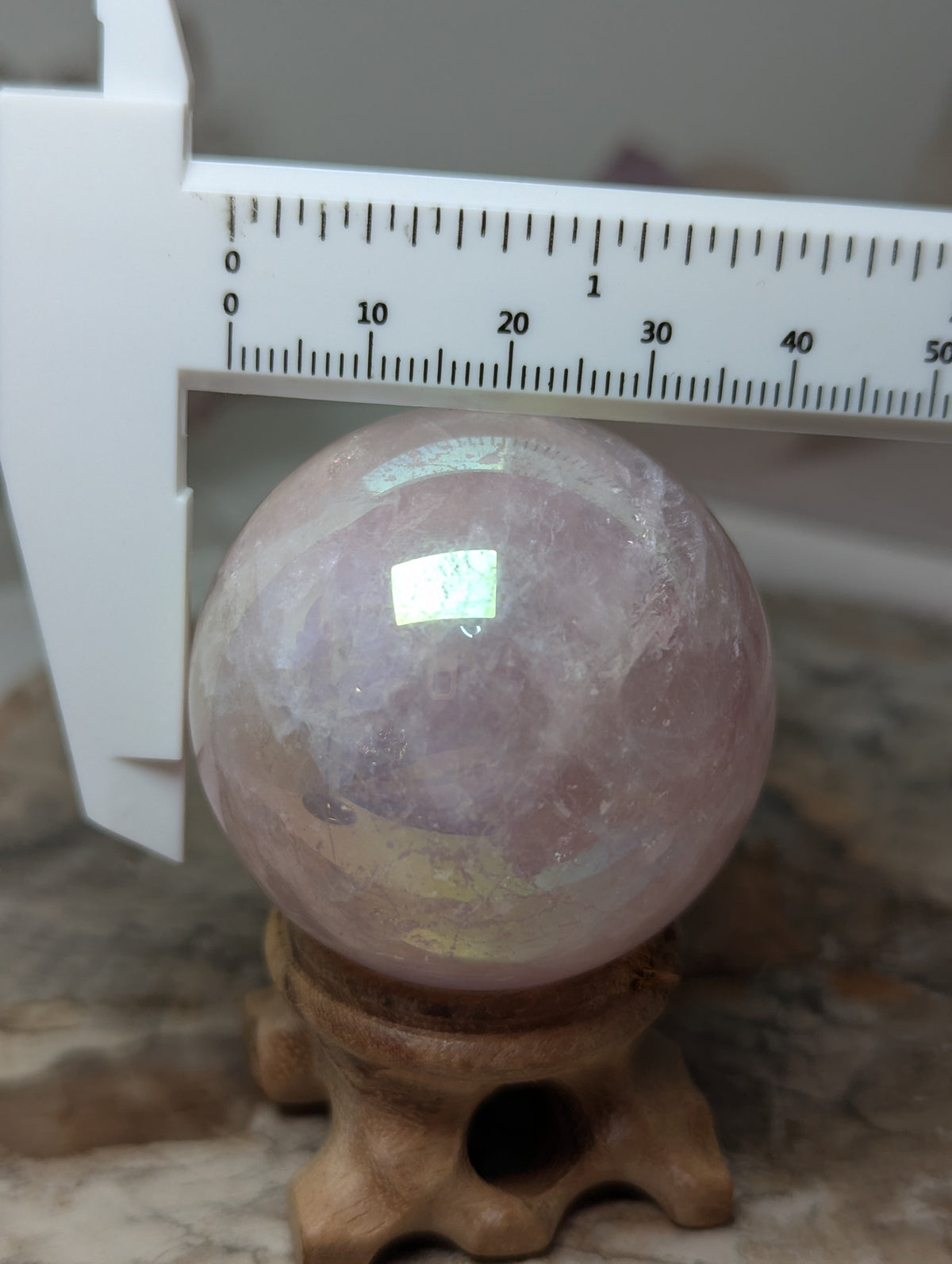 Aura Rose quartz crystal sphere