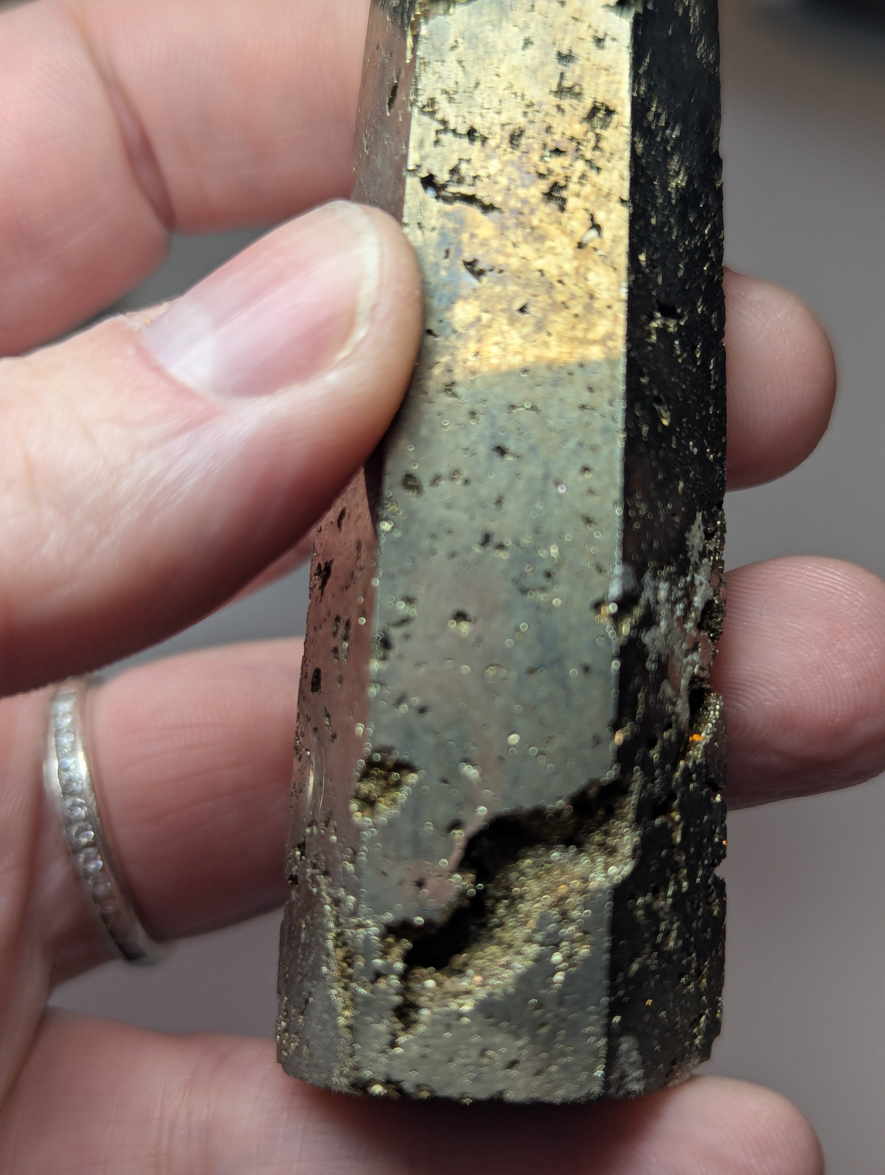 Pyrite crystal tower carving