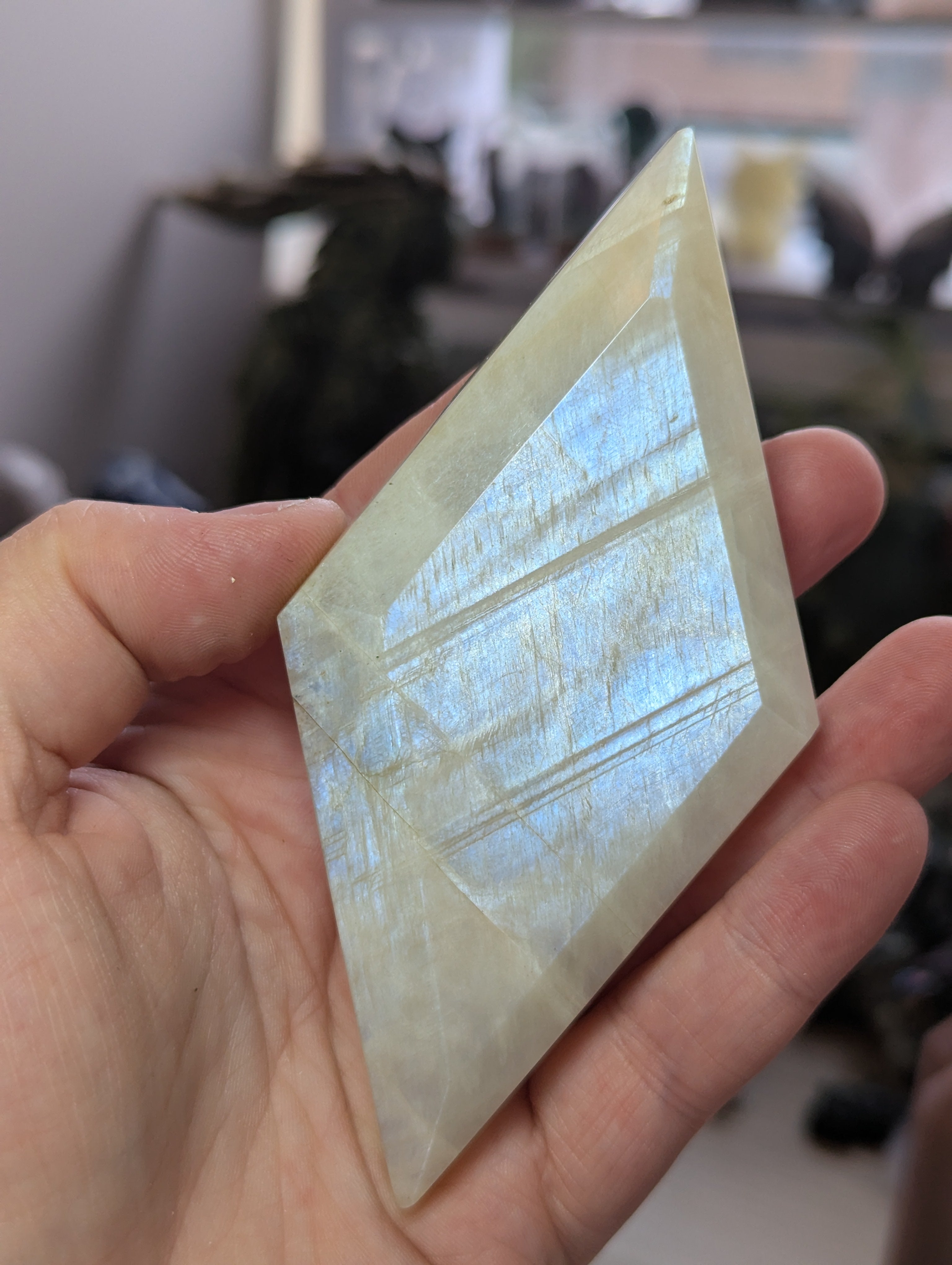 Rainbow moonstone crystal diamond crystal with Stand