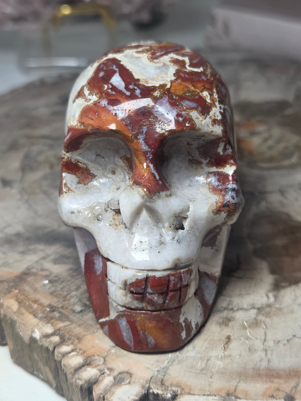 Beautiful natural red agate crystal Skull