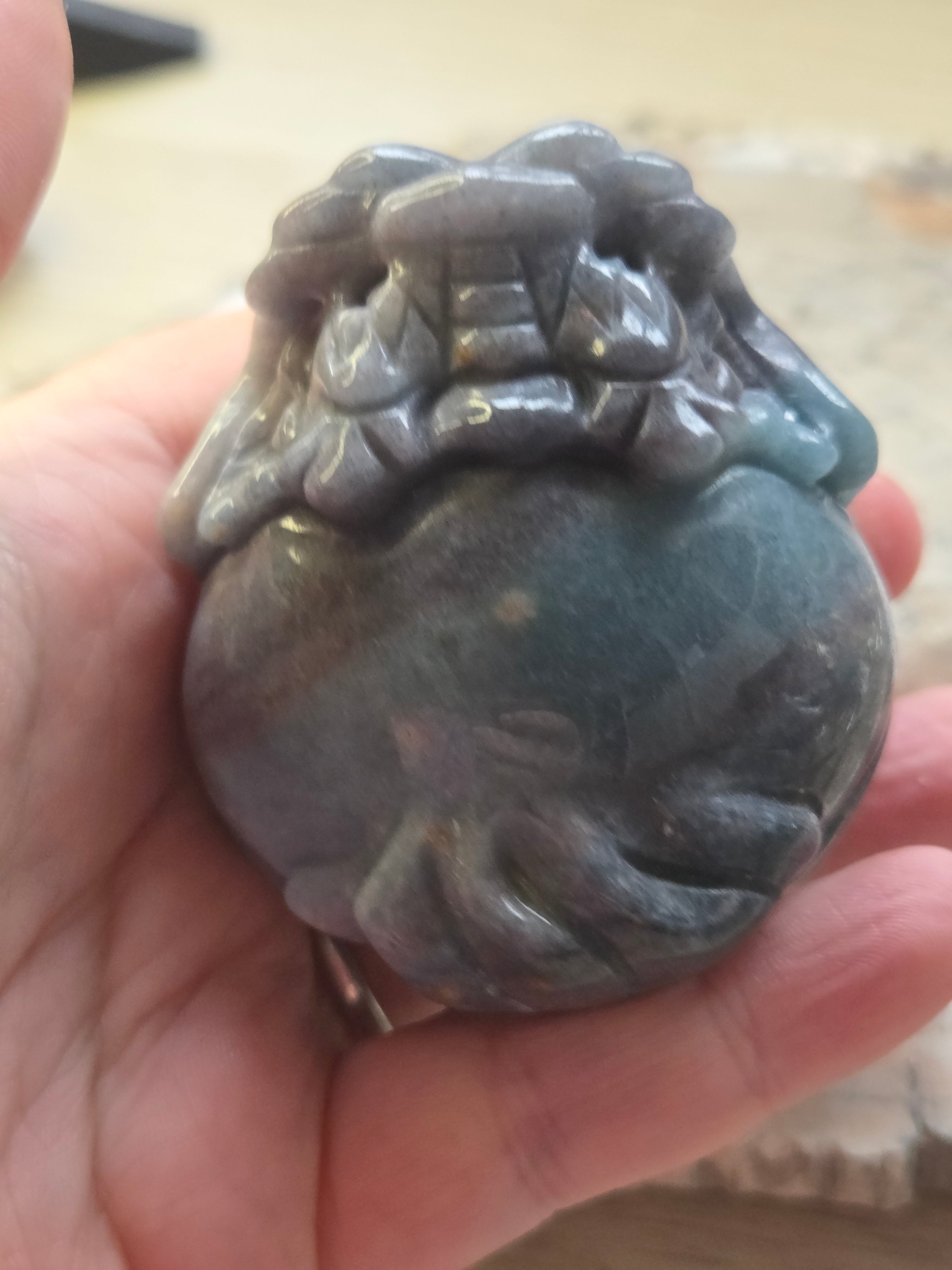 Trolite crystal dragon turtle carving
