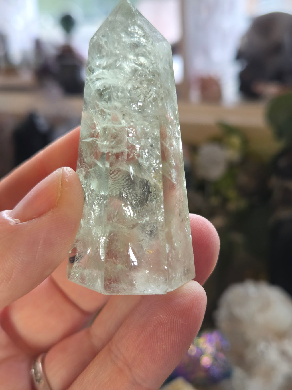 Grade A green Quartz crystal tower