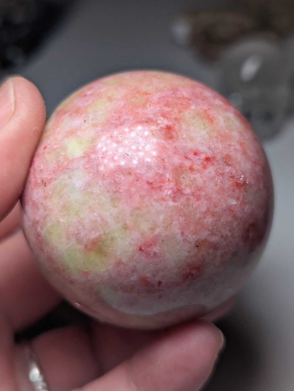 Pink Zoiltie crystal sphere