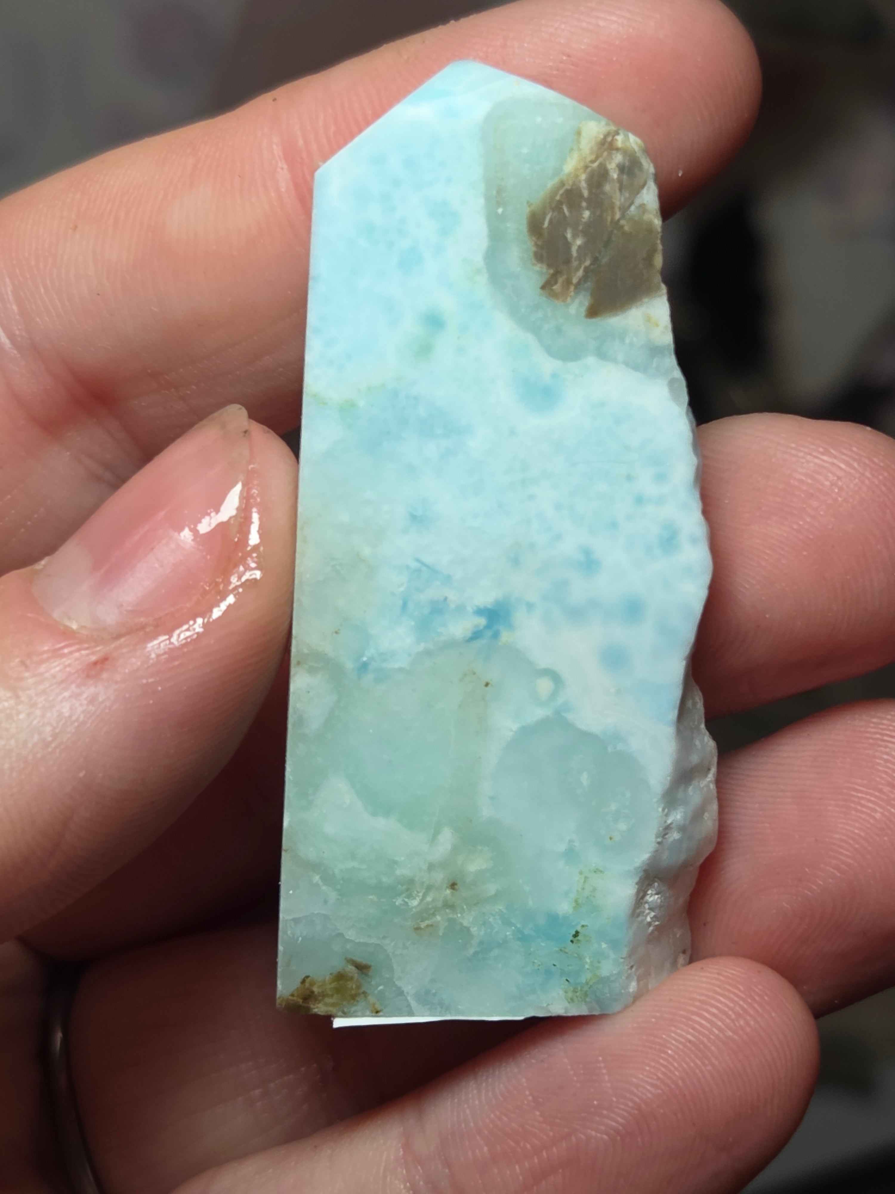 Natural  Larimar crystal tower  part raw