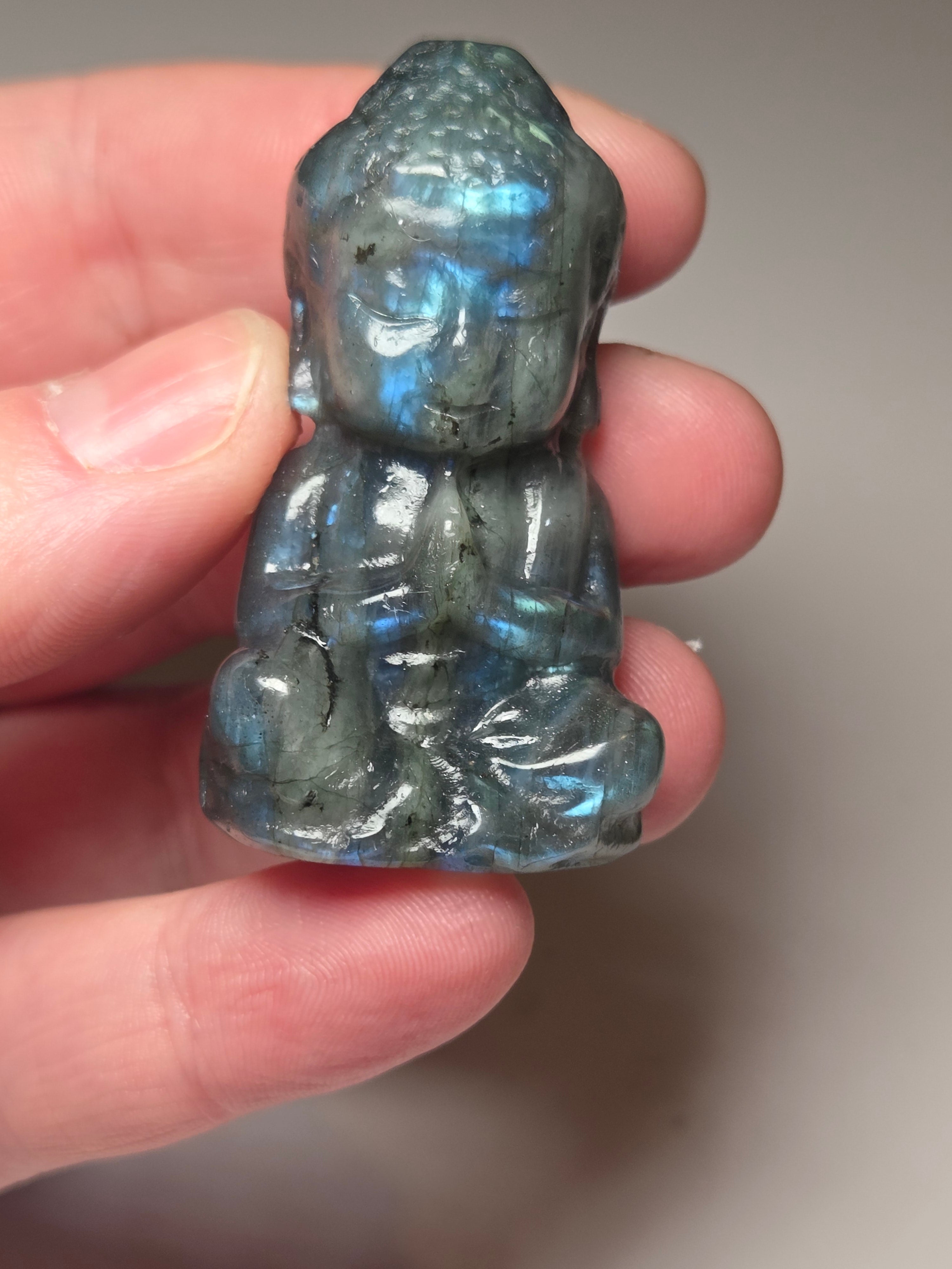 Labradorite crystal Buddha carving
