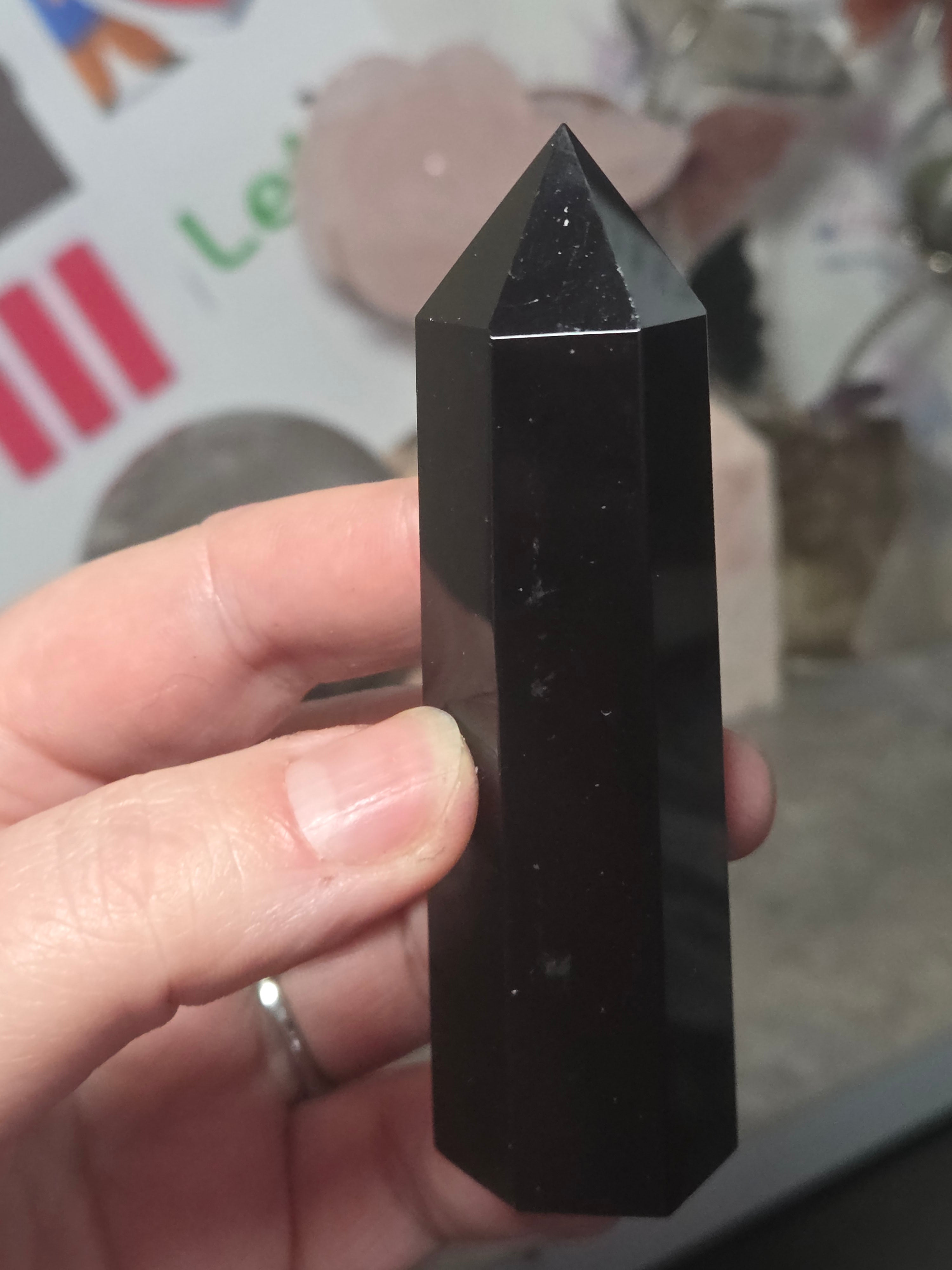 Obsidian crystal tower carving