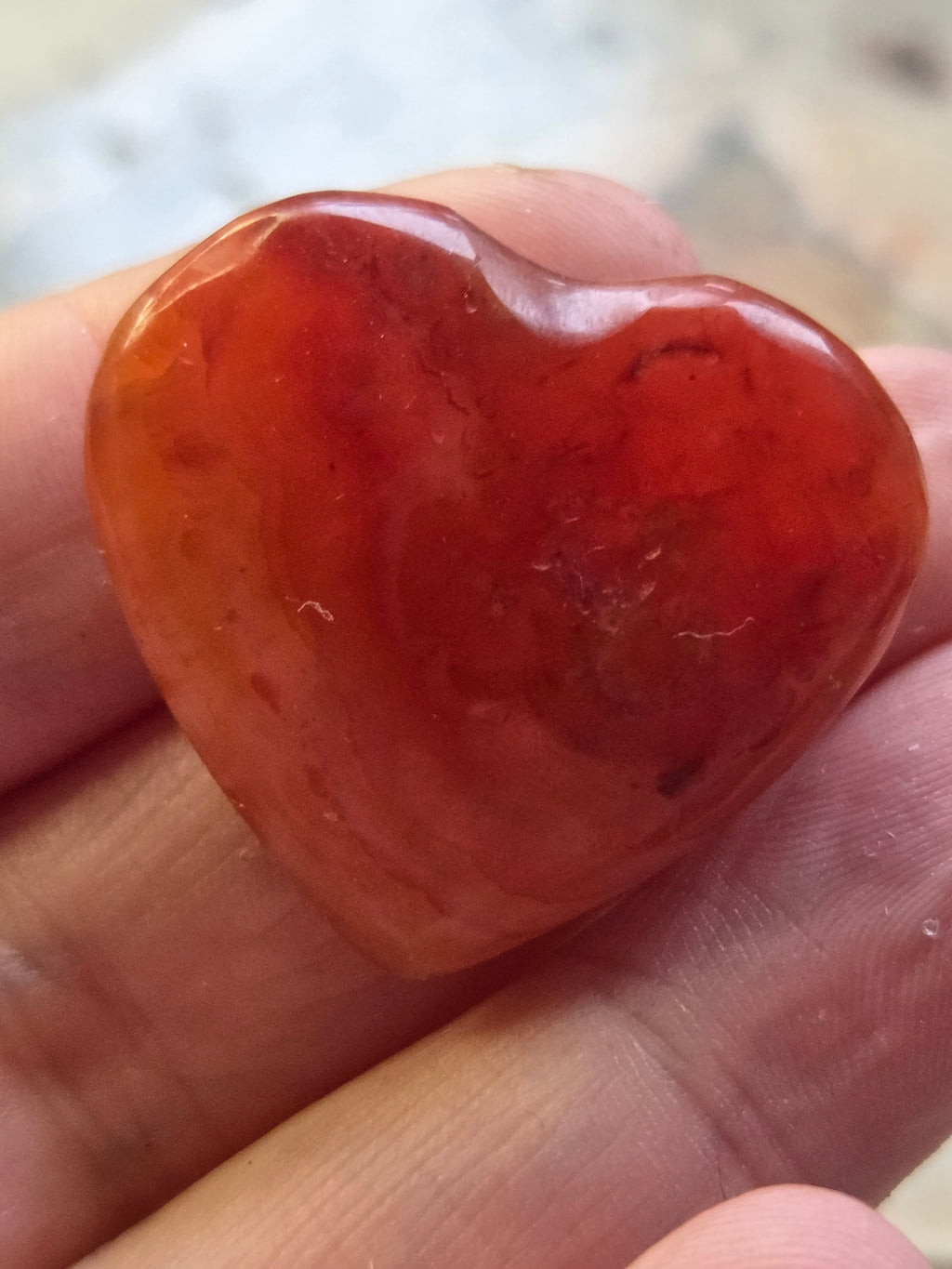 Carnelian crystal heart carving