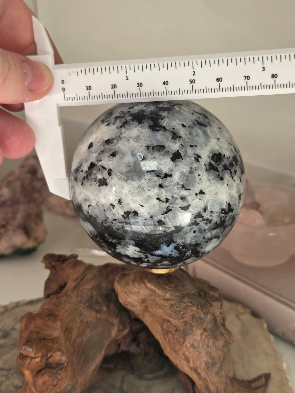 Rainbow moonstone crystal sphere