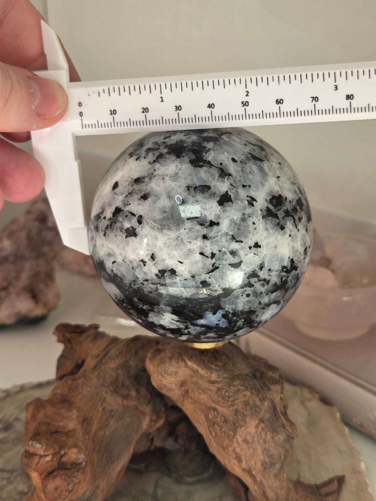 Rainbow moonstone crystal sphere