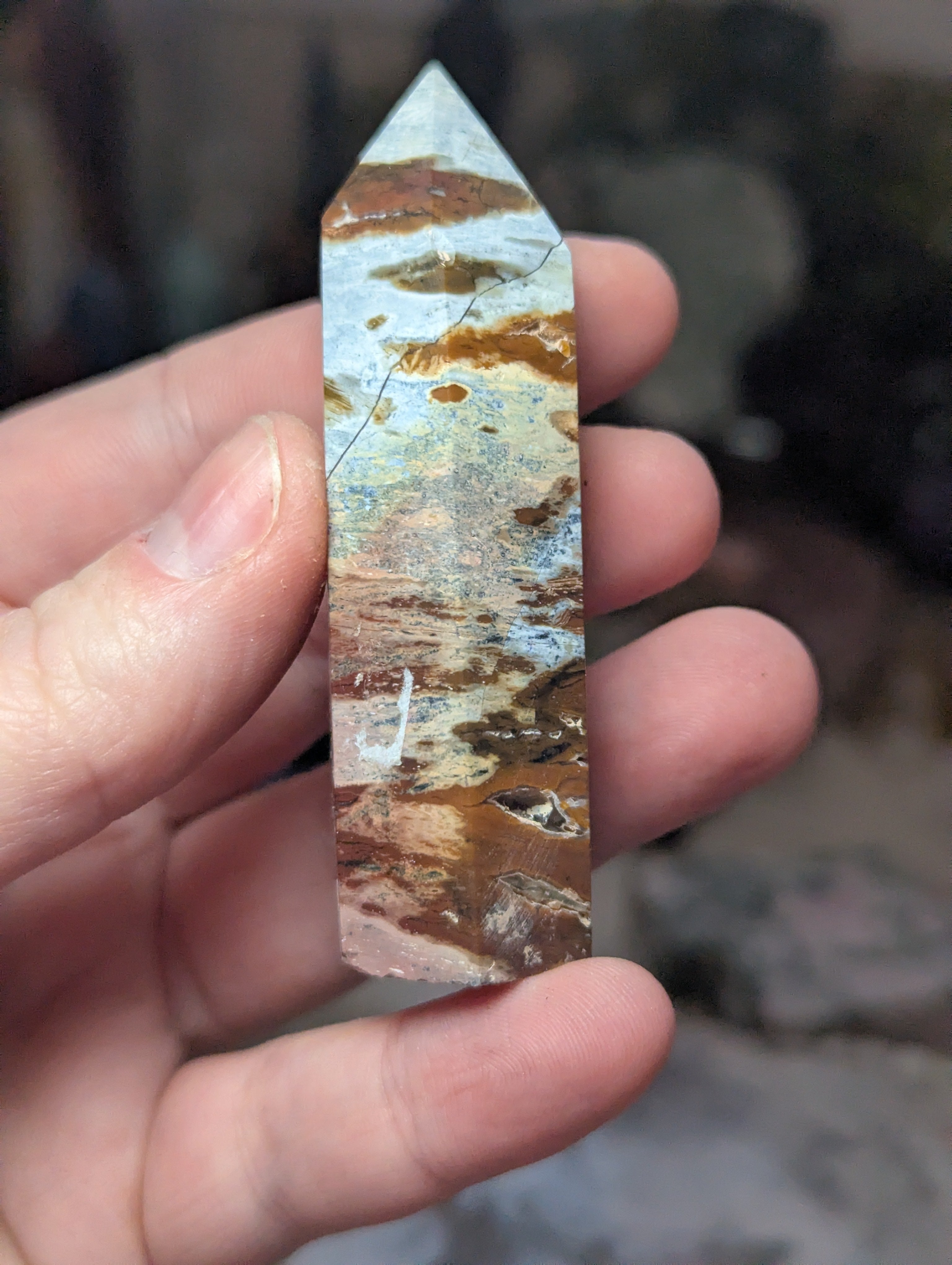 Petrified wood crystal tower