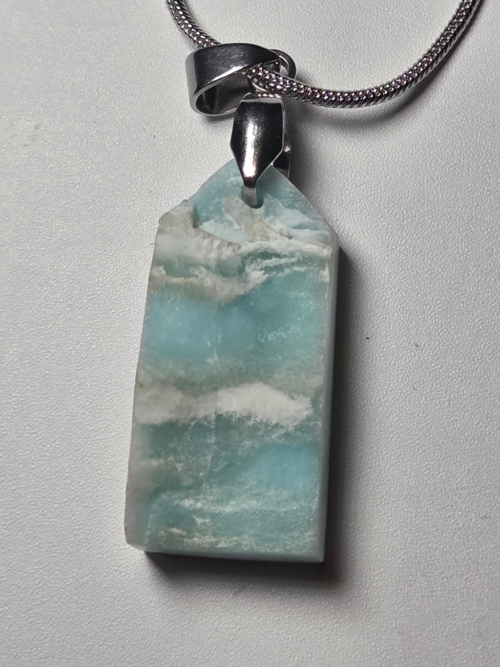 Raw Larimar crystal handmade necklace