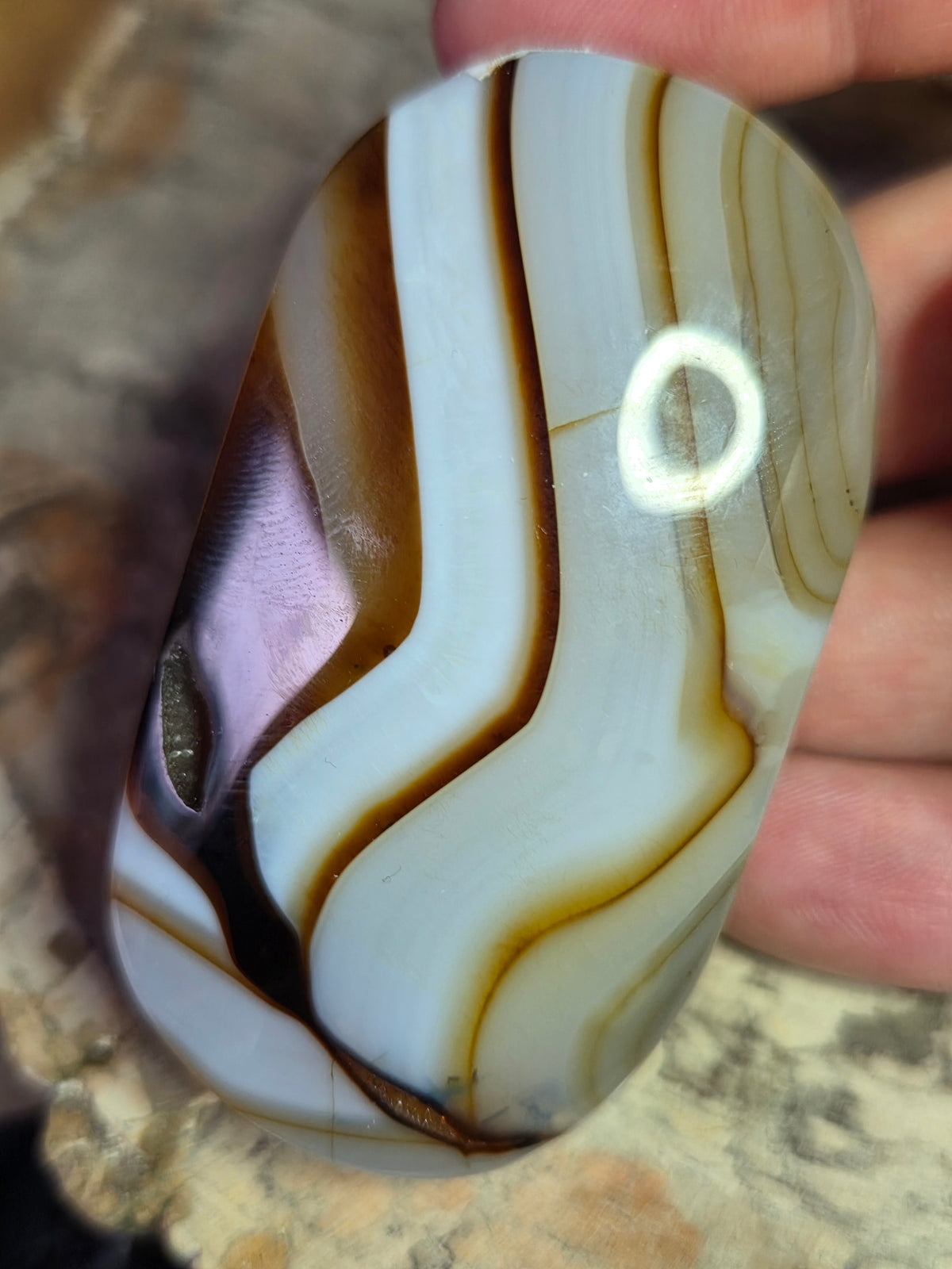 Chocolate calcite crystal pal. Stone