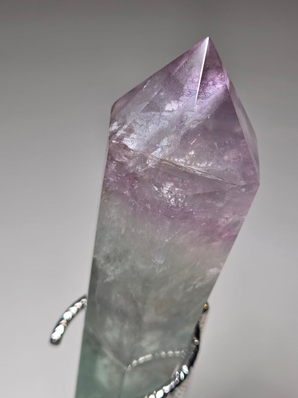 Flourite crystal wand carving with stand UV reactive
