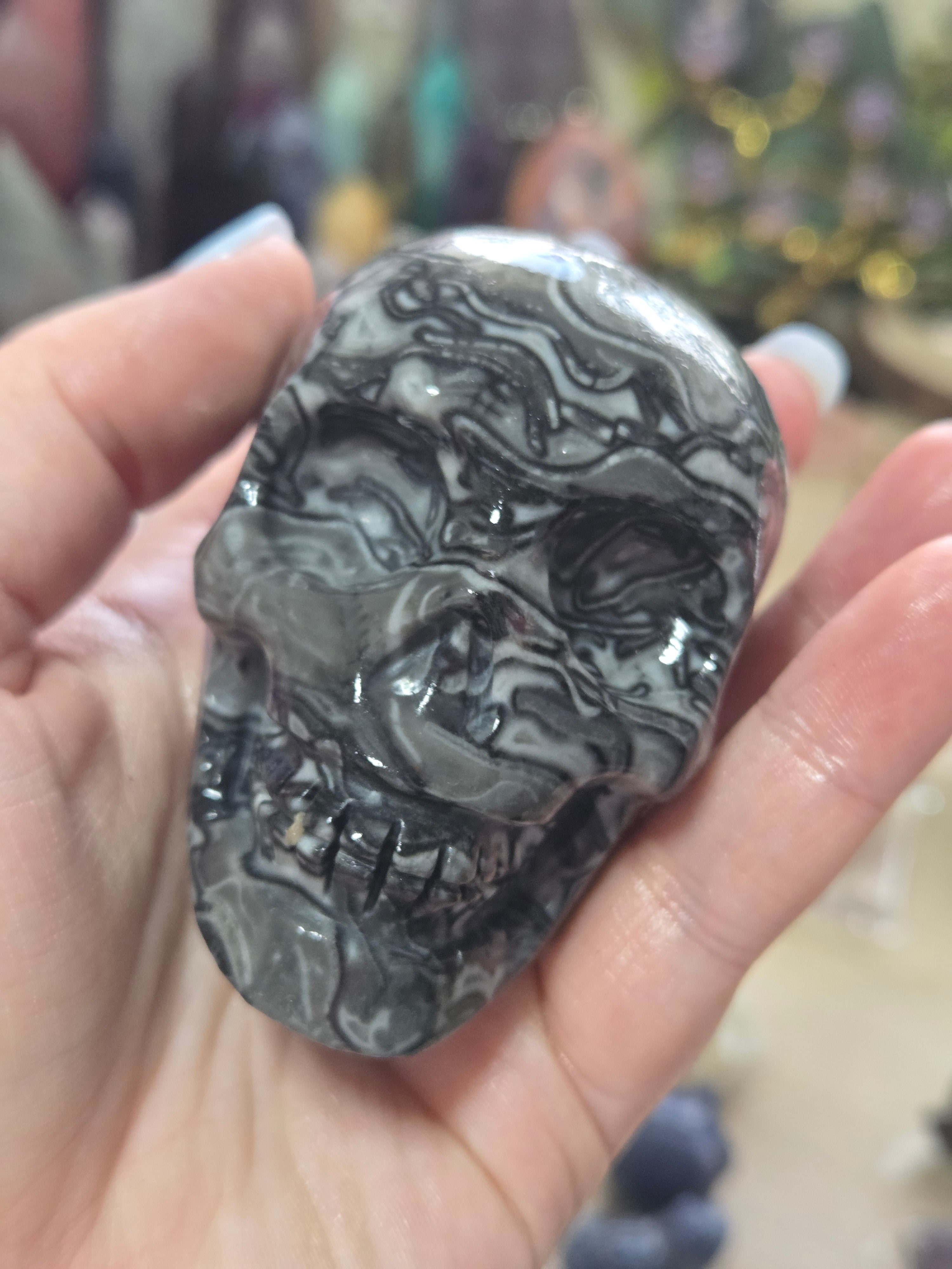 Fossilised coral stone crystal large skull