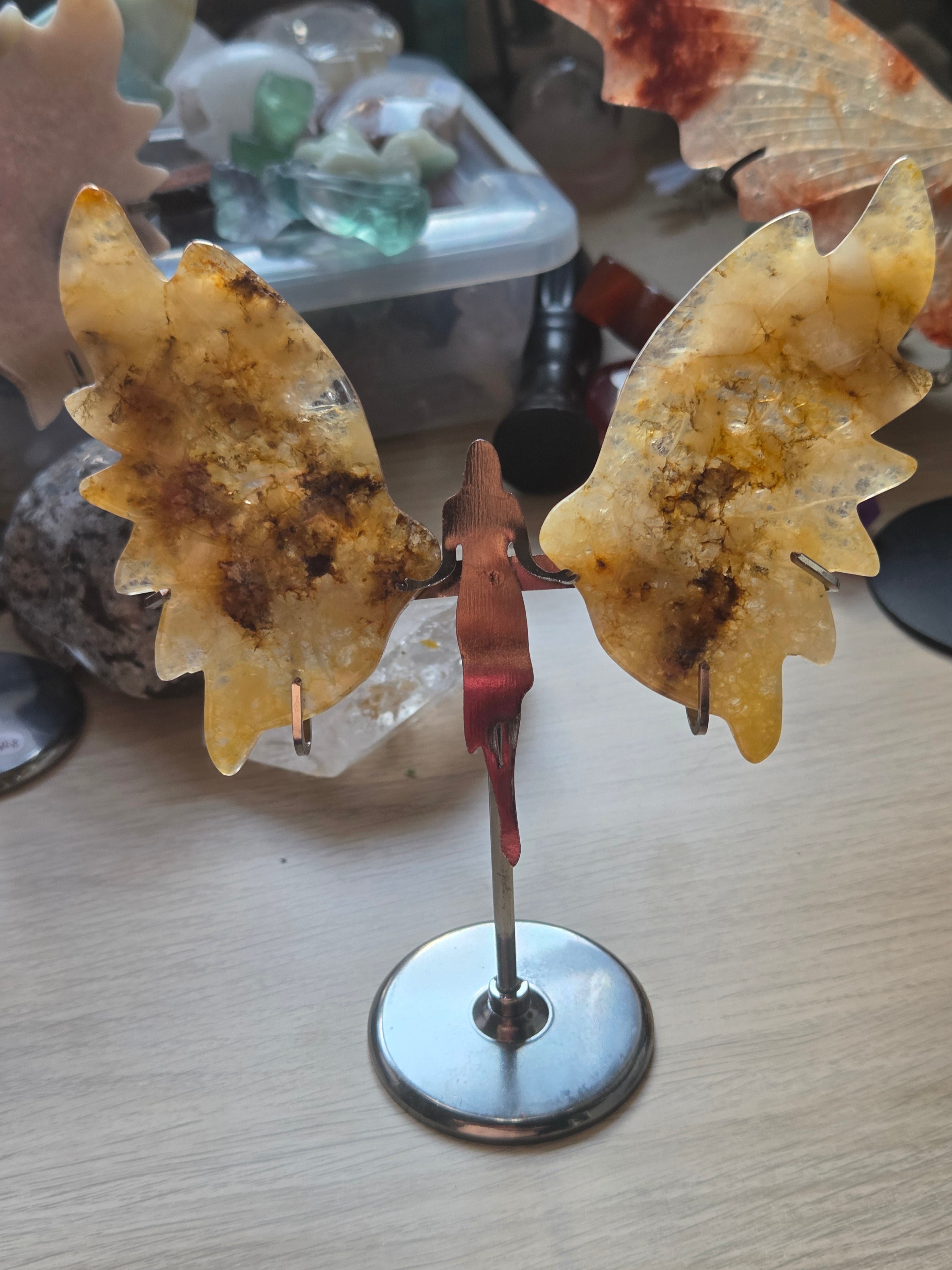 Dendritic with golden healer crystal  angel carving