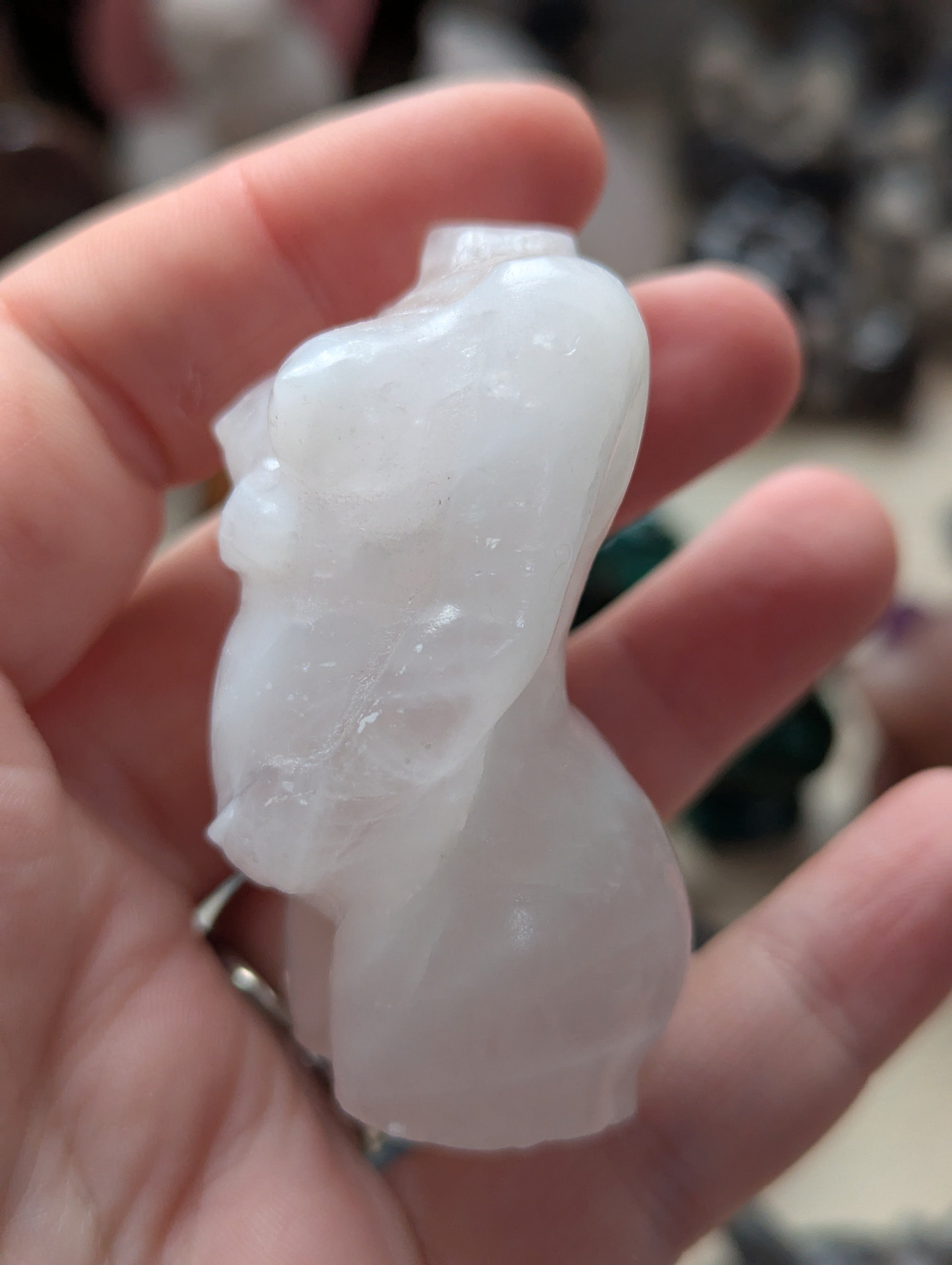 Clear quartz crystal female  pregnant lady body