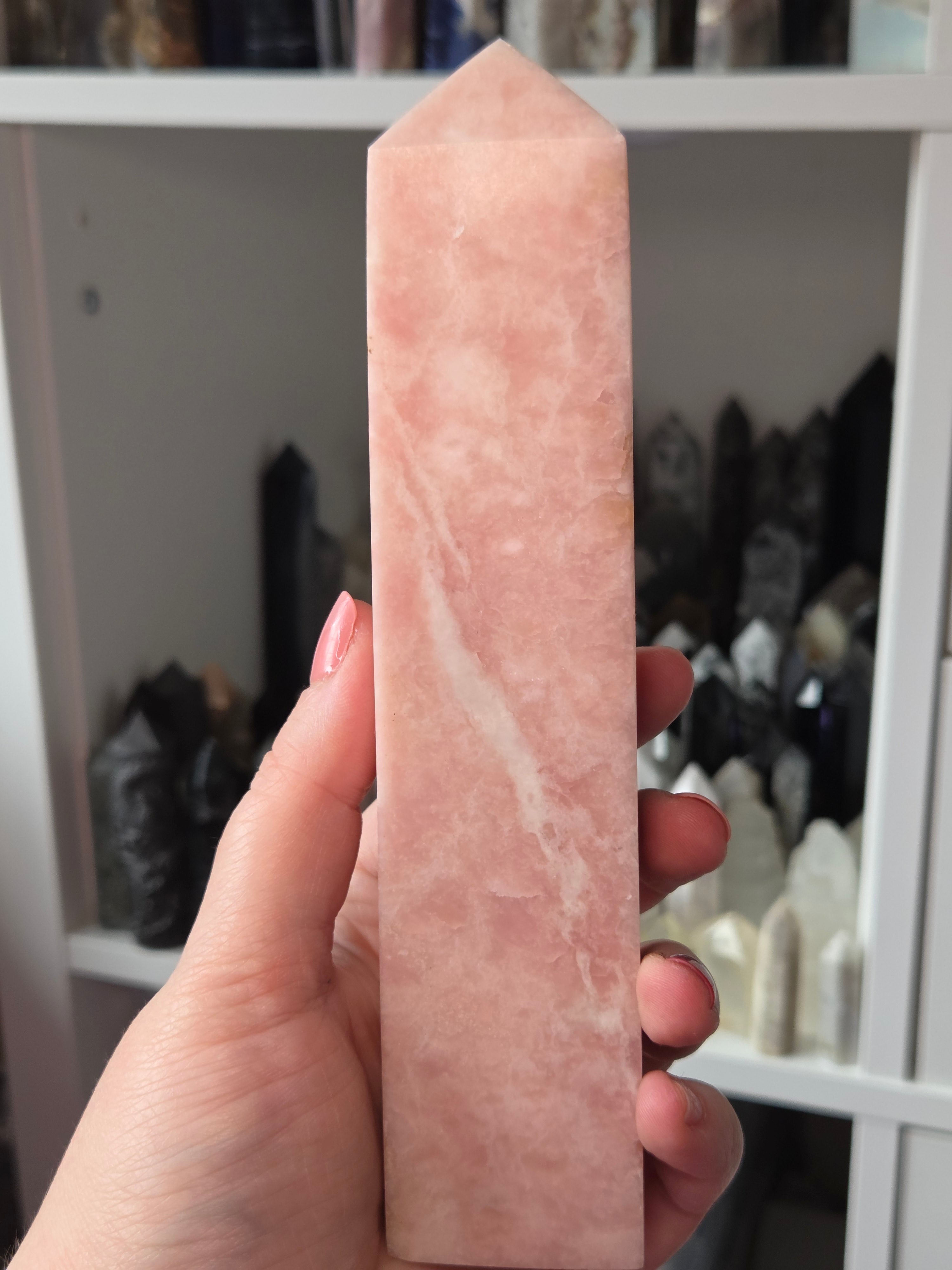 Large pink opal crystal tower
