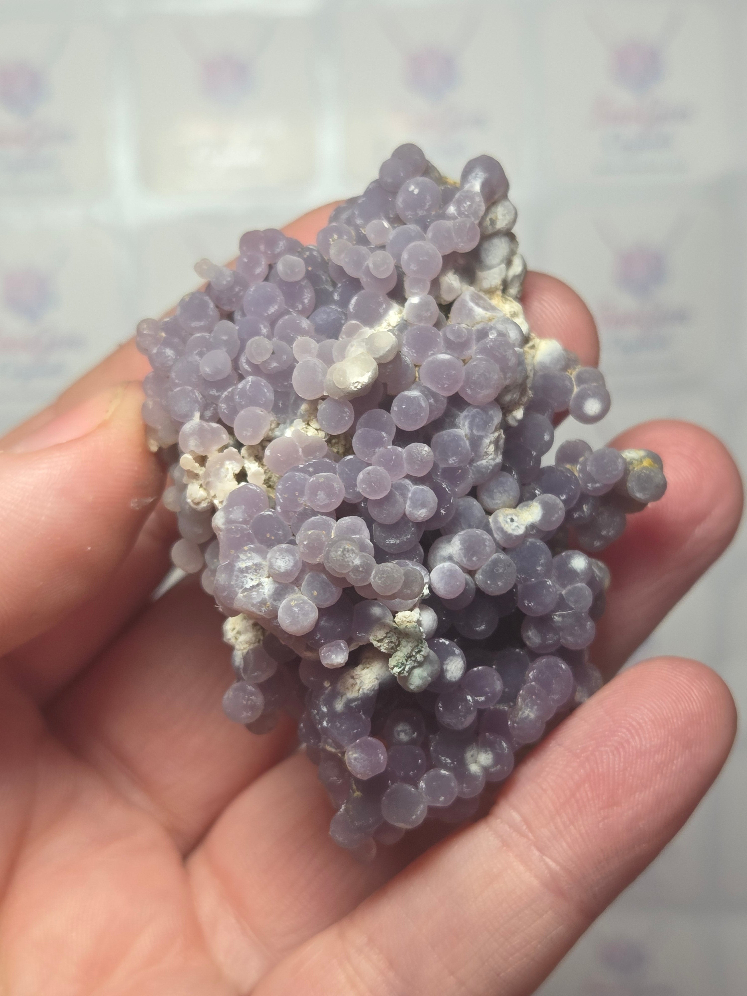 Beautiful rare grape agate specimen with box