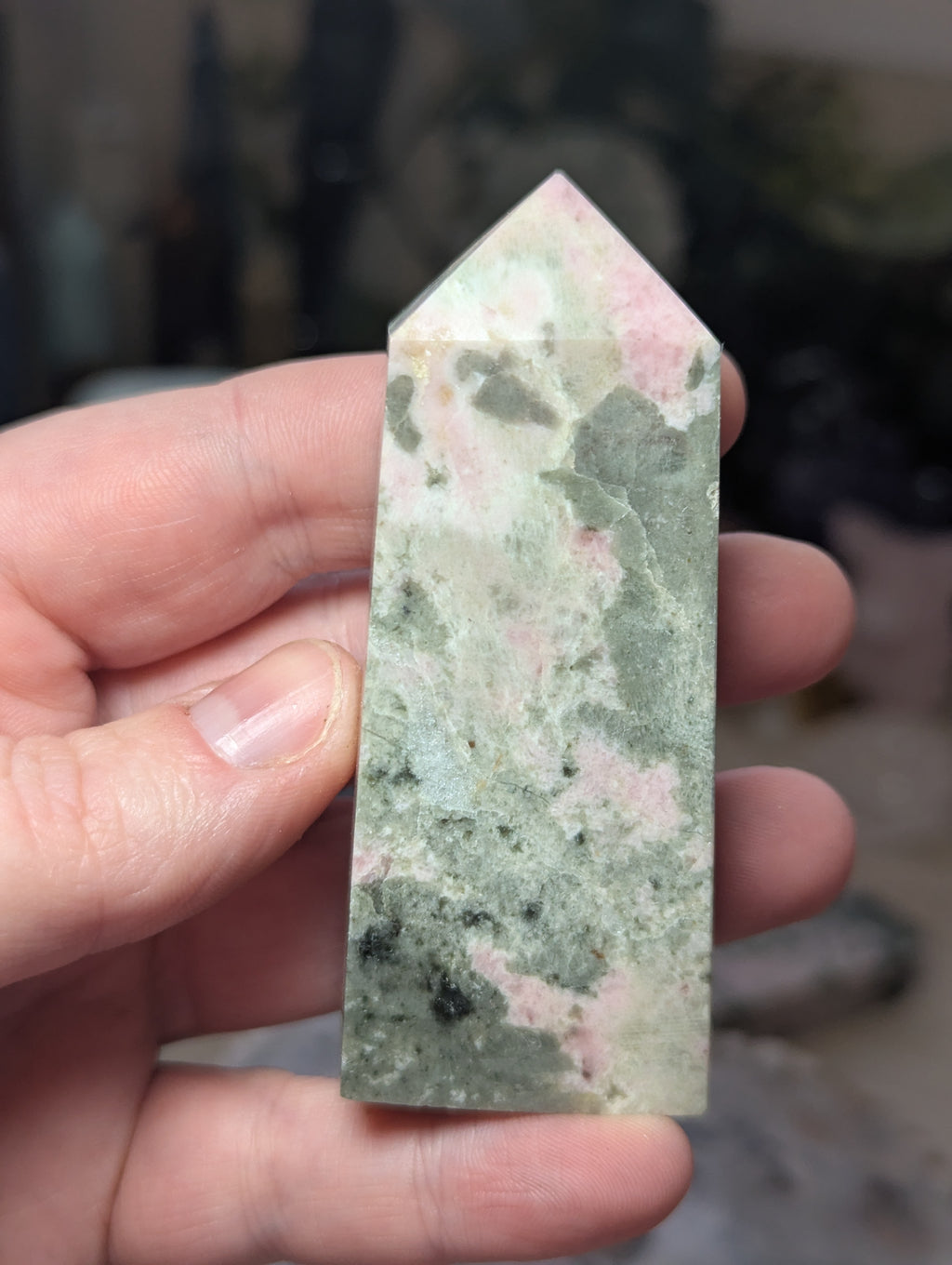 Peruvian rhodonite crystal tower