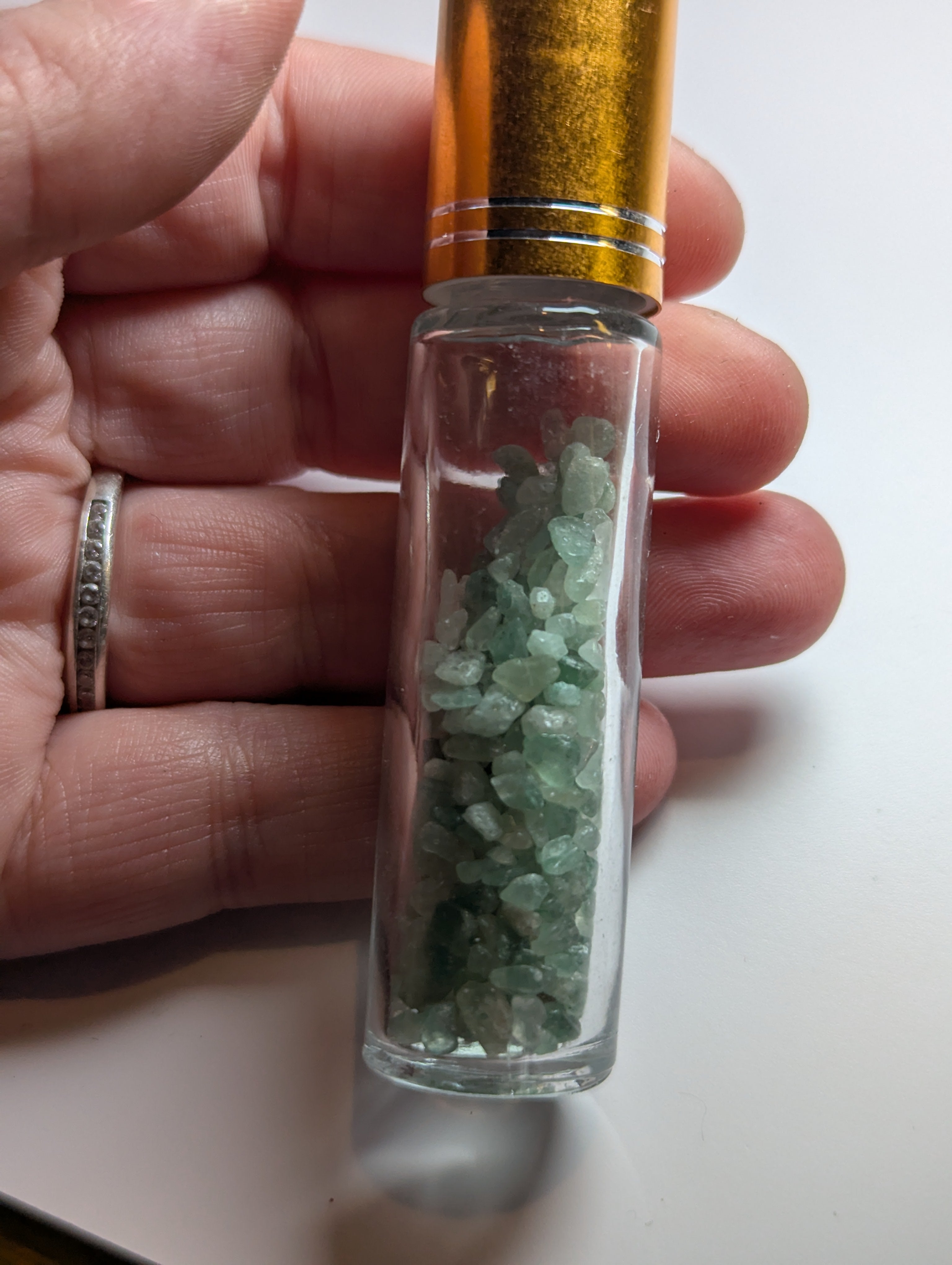 Green strawberry quartz Essential oil or perfume roller