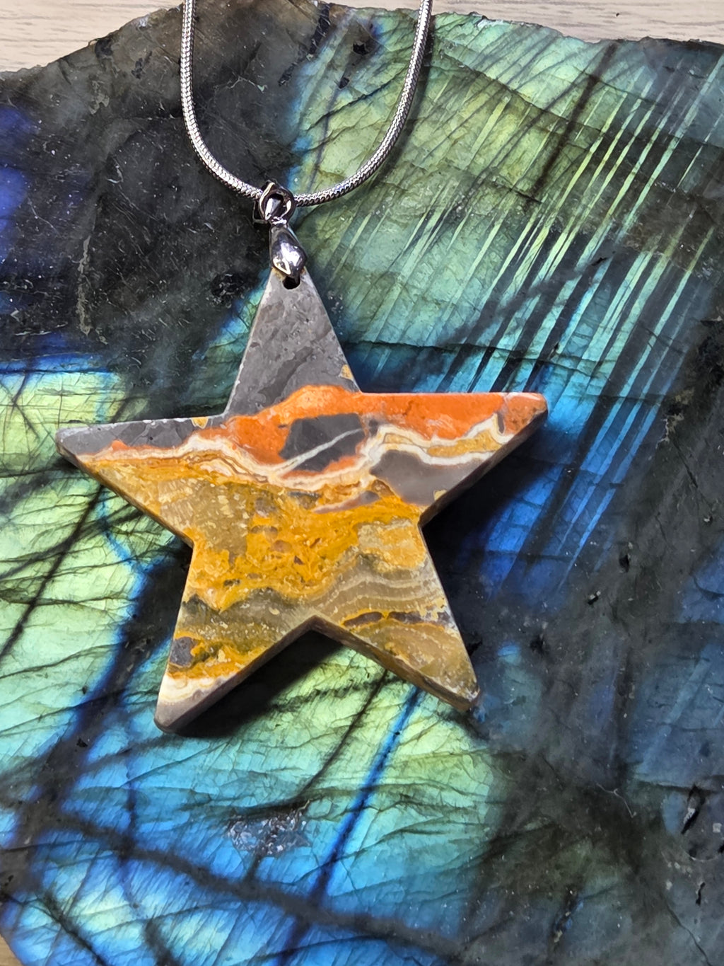 Bumblebee jasper crystal star necklace