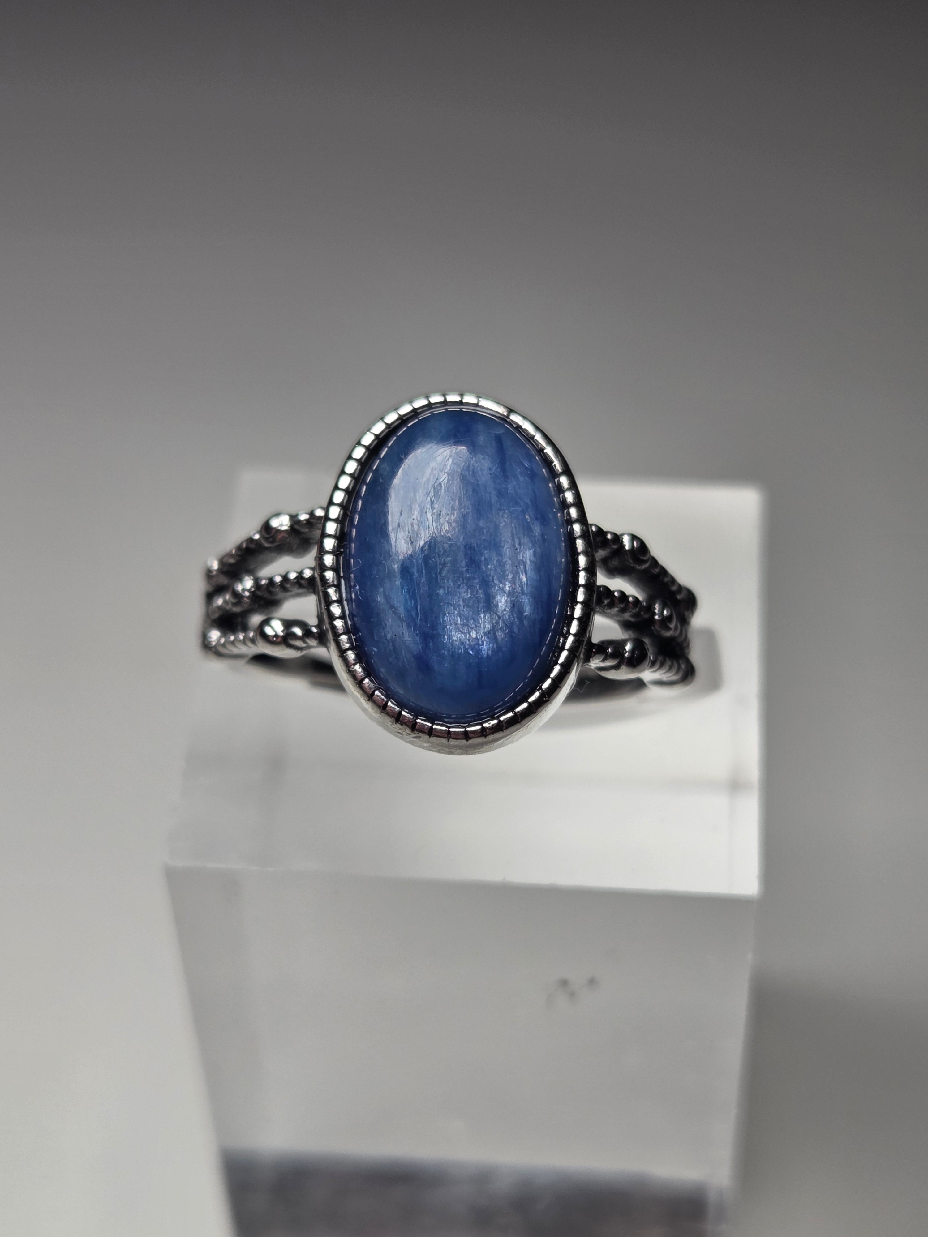 Kyanite crystal adjustable ring