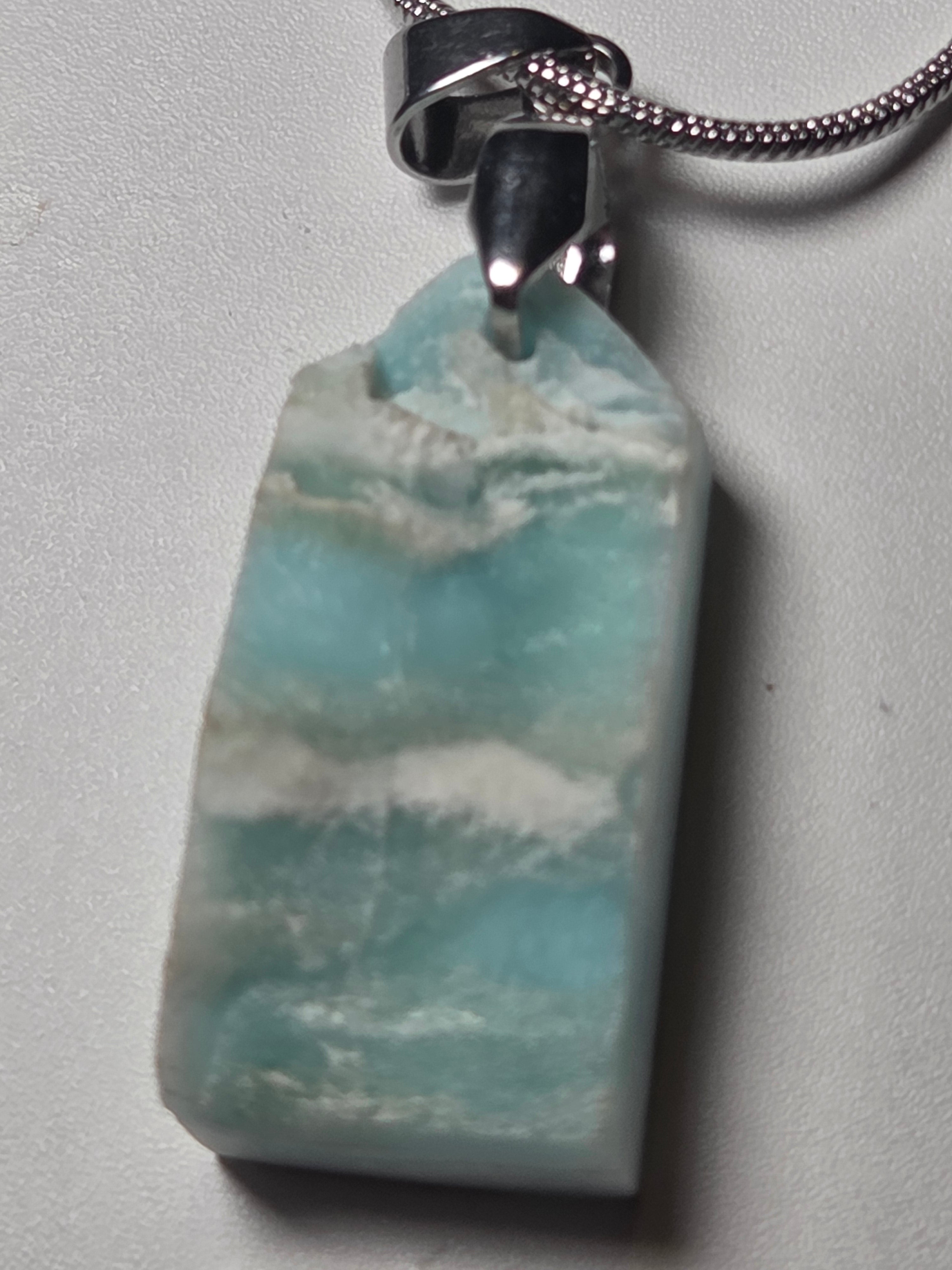 Raw Larimar crystal handmade necklace
