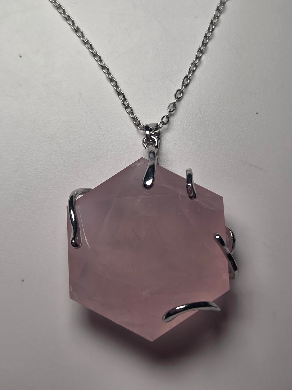 Rose quartz crystal handmade necklace s295