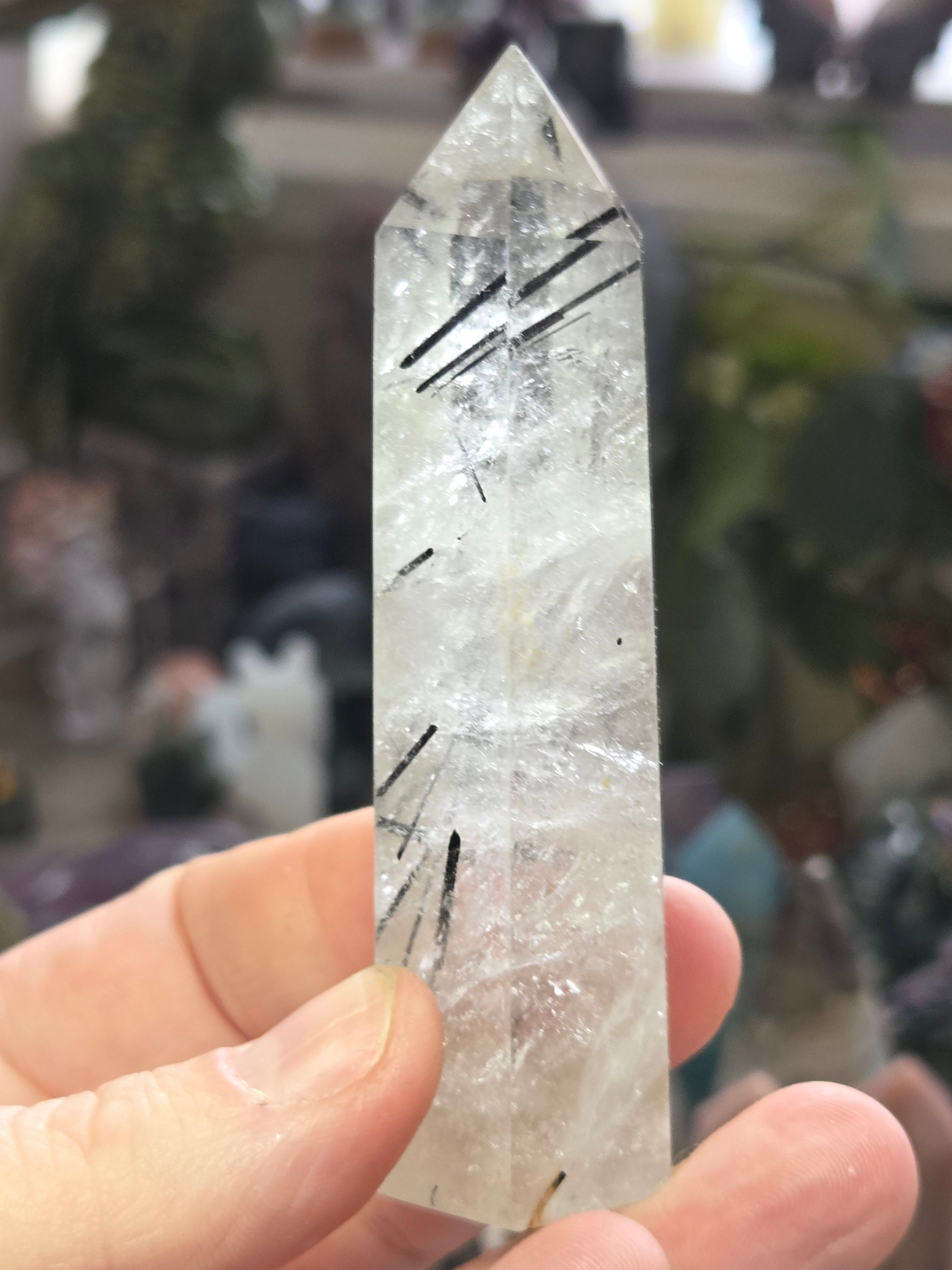 Grade A black Tourmaline rutile crystal tower