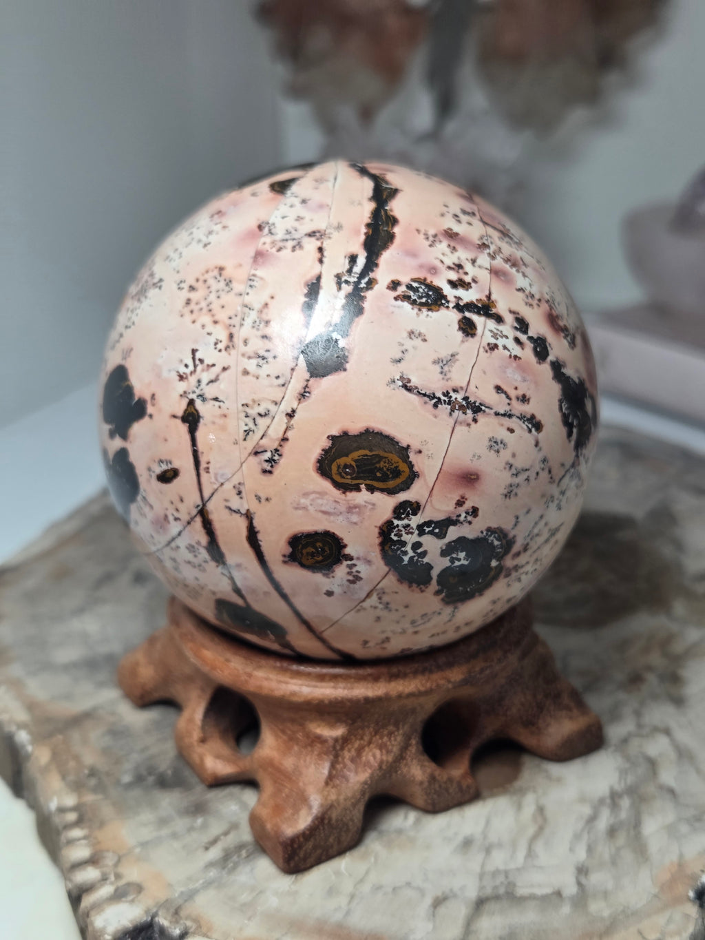 Pink picture Jasper crystal sphere