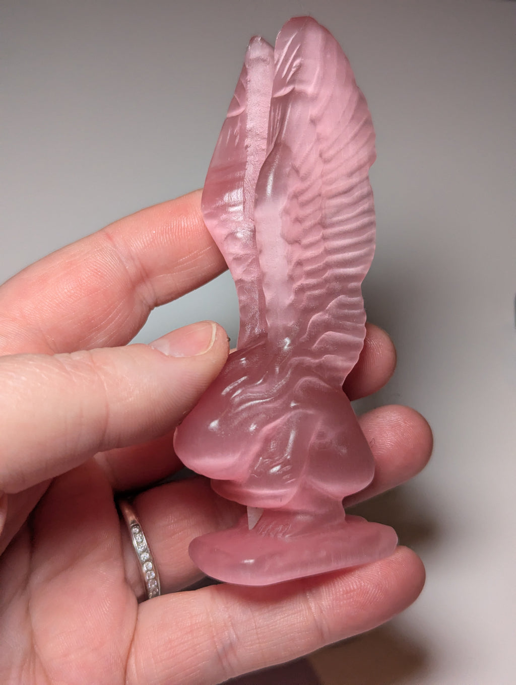 Pink Cats eye crystal fallen Angel carving