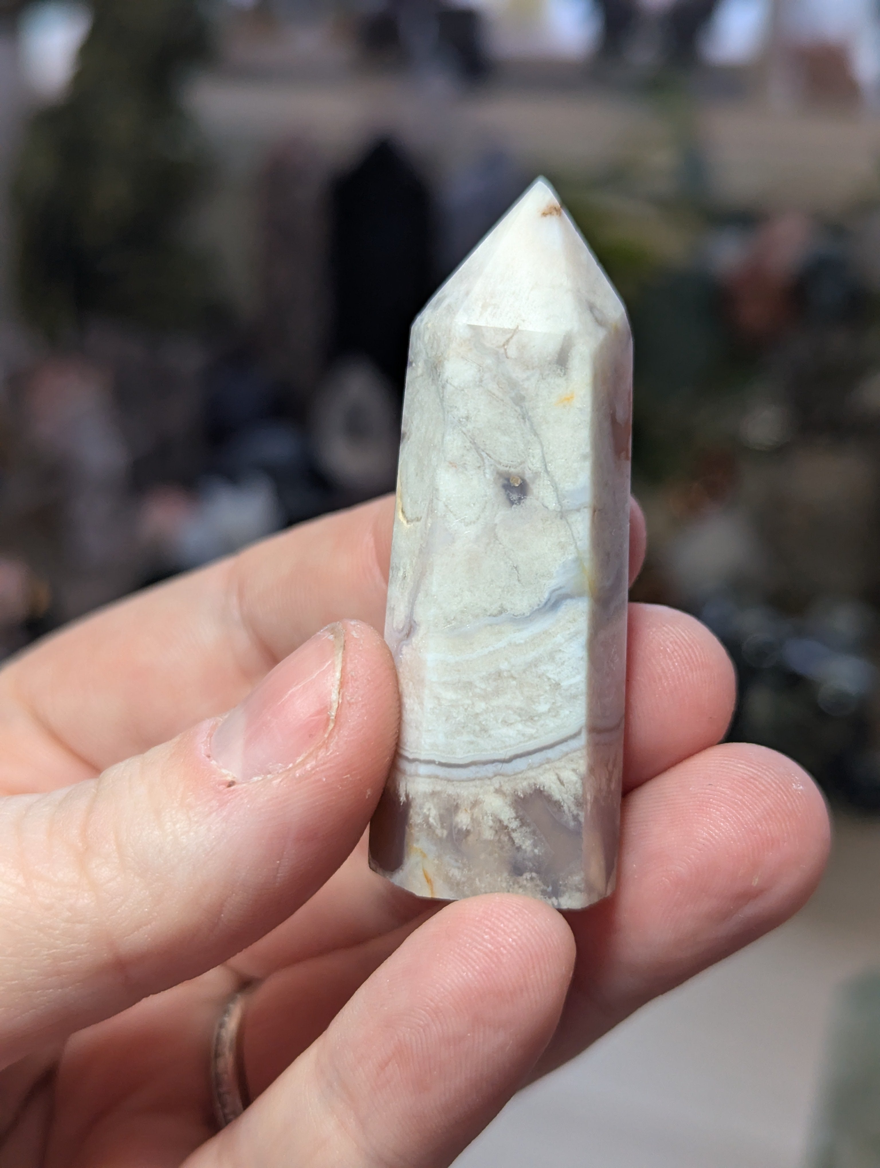 Flower agate crystal tower