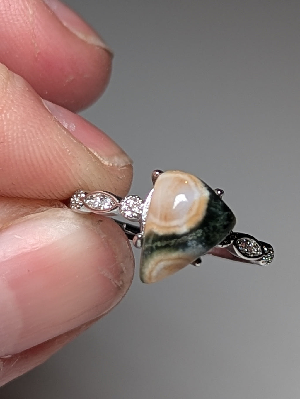 Ocean Jasper crystal Adjustable ring