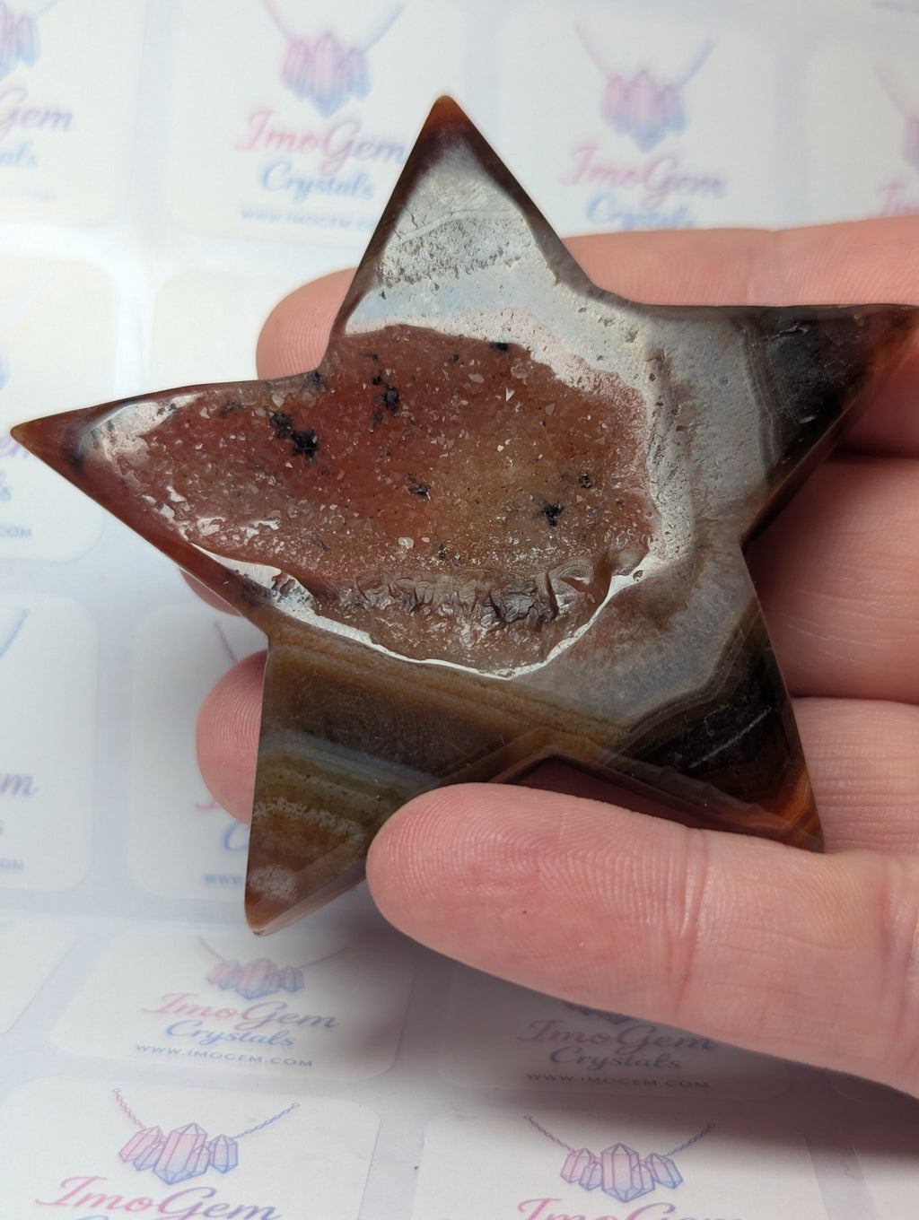 Sardonyx crystal star with duzy