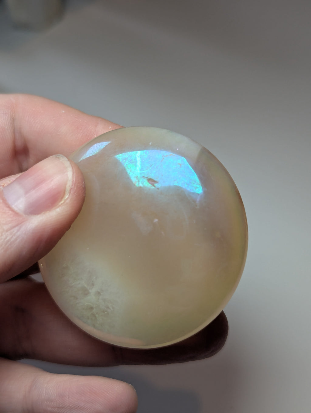 Aura coated agate  and quartz  palm