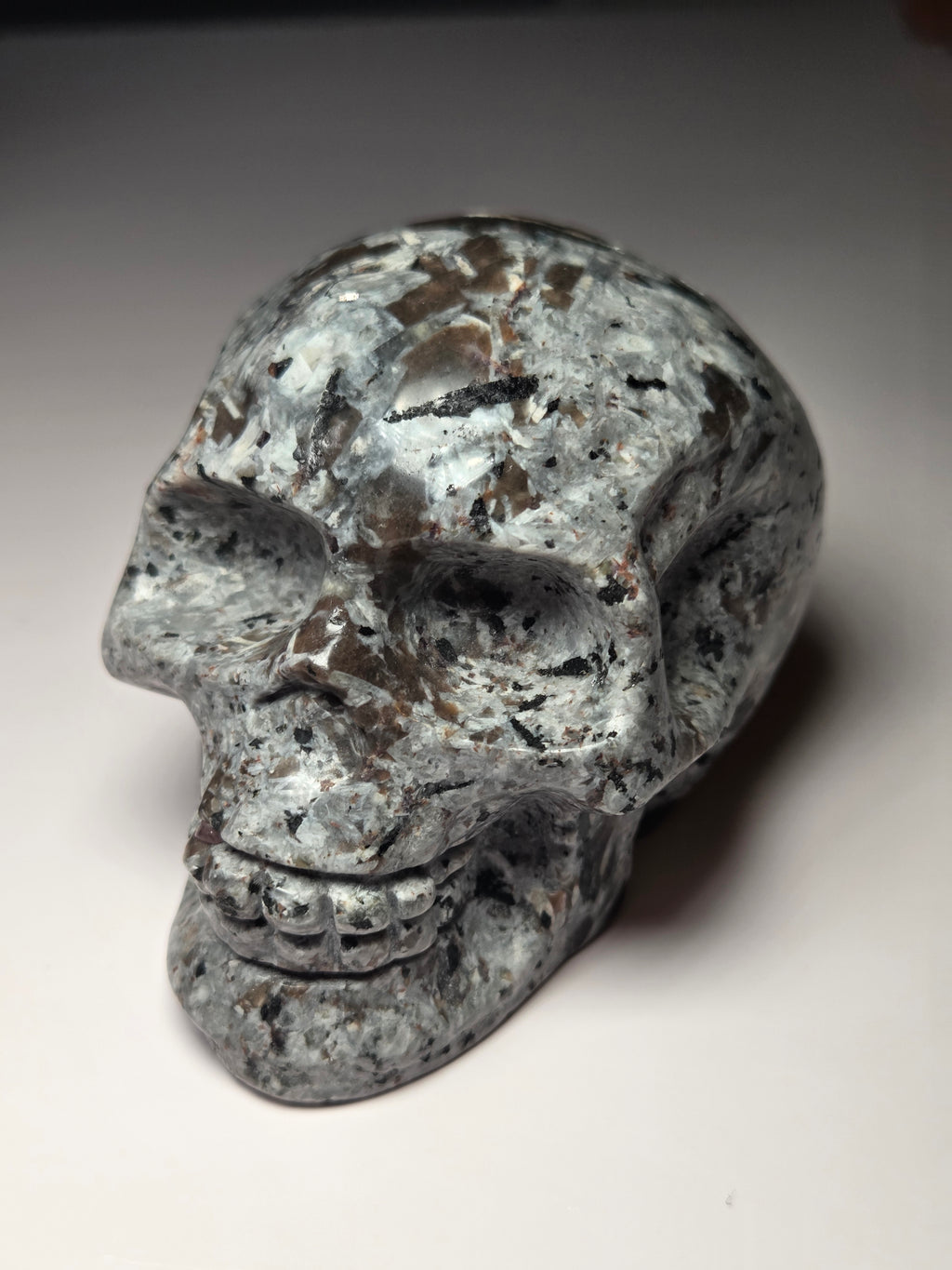 Yooperlite crystal skull carving