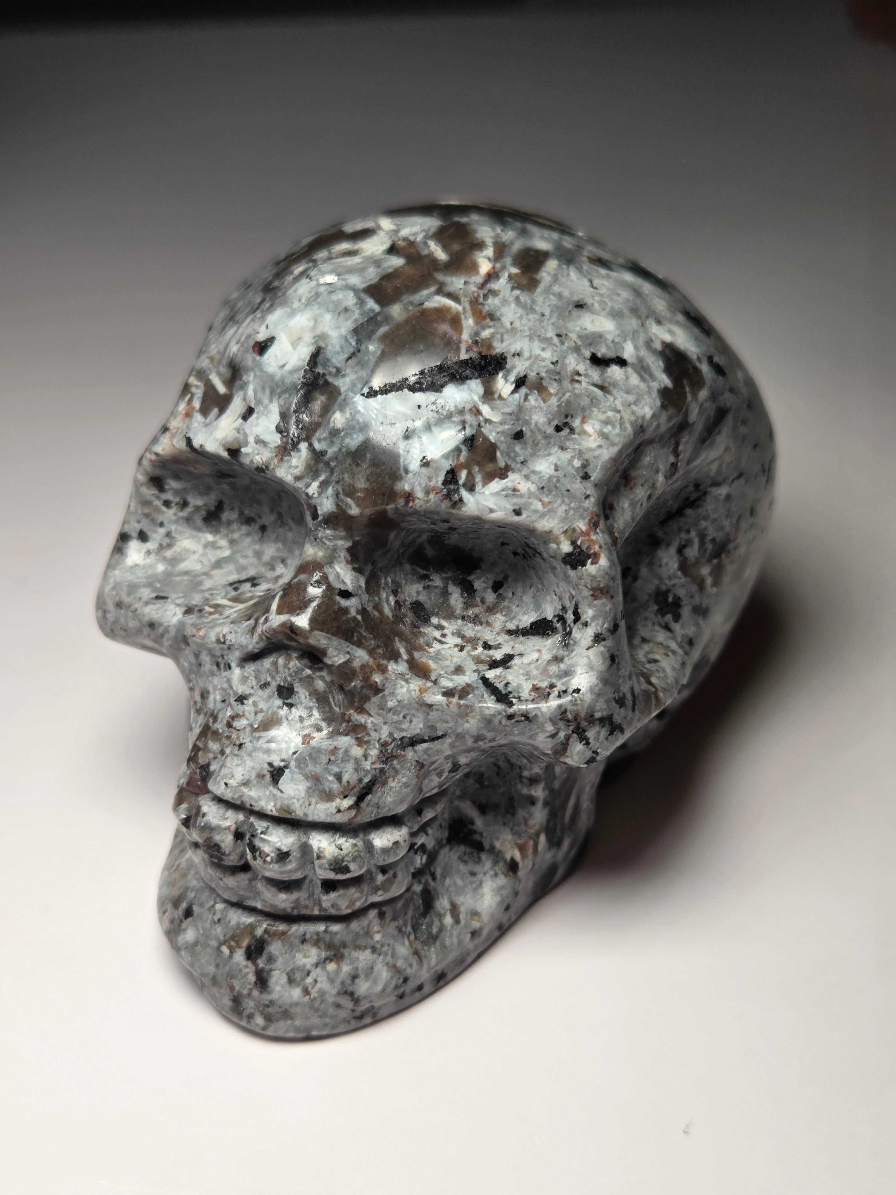 Yooperlite crystal skull carving