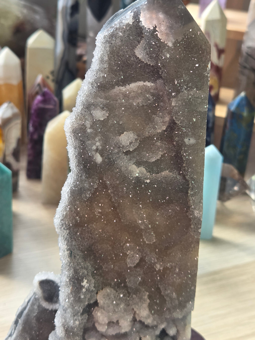 Extra large  Sphelerite crystal tower with custom stand 22.5cm