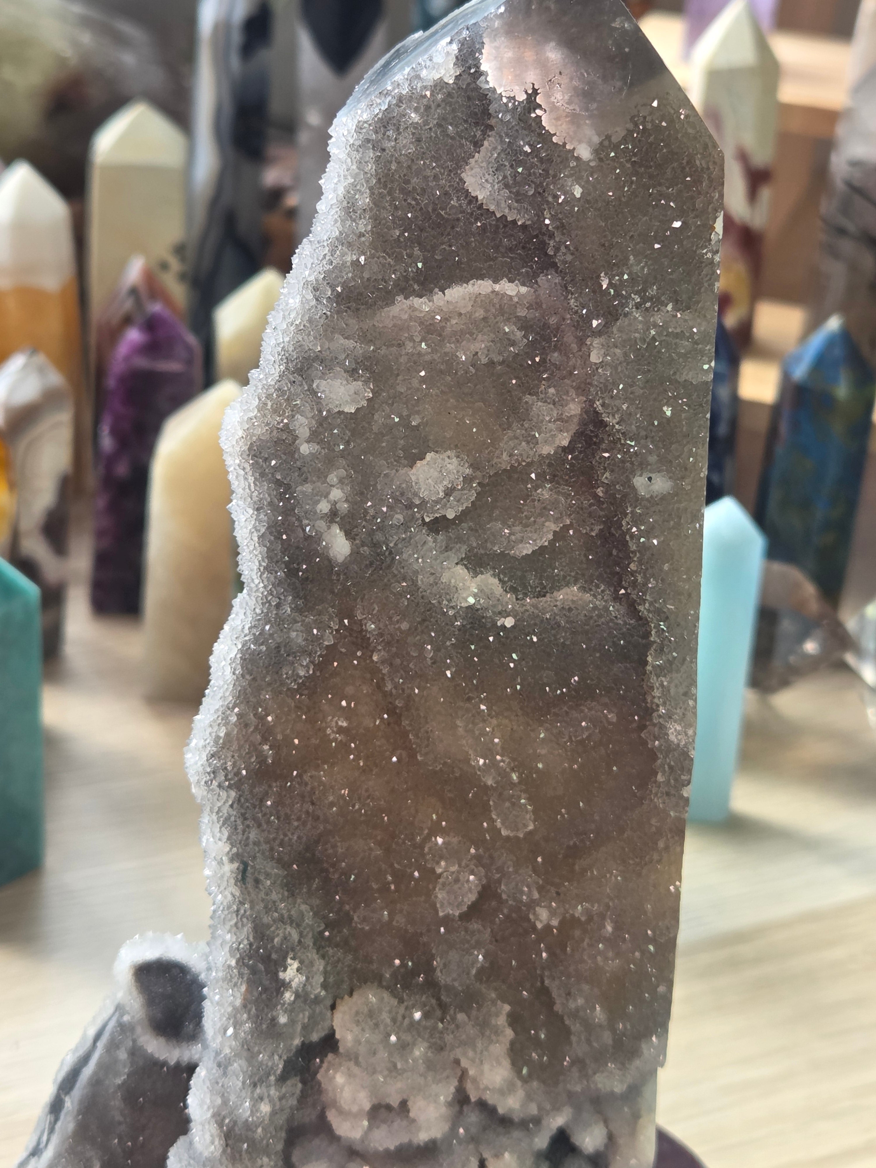 Extra large  Sphelerite crystal tower with custom stand 22.5cm