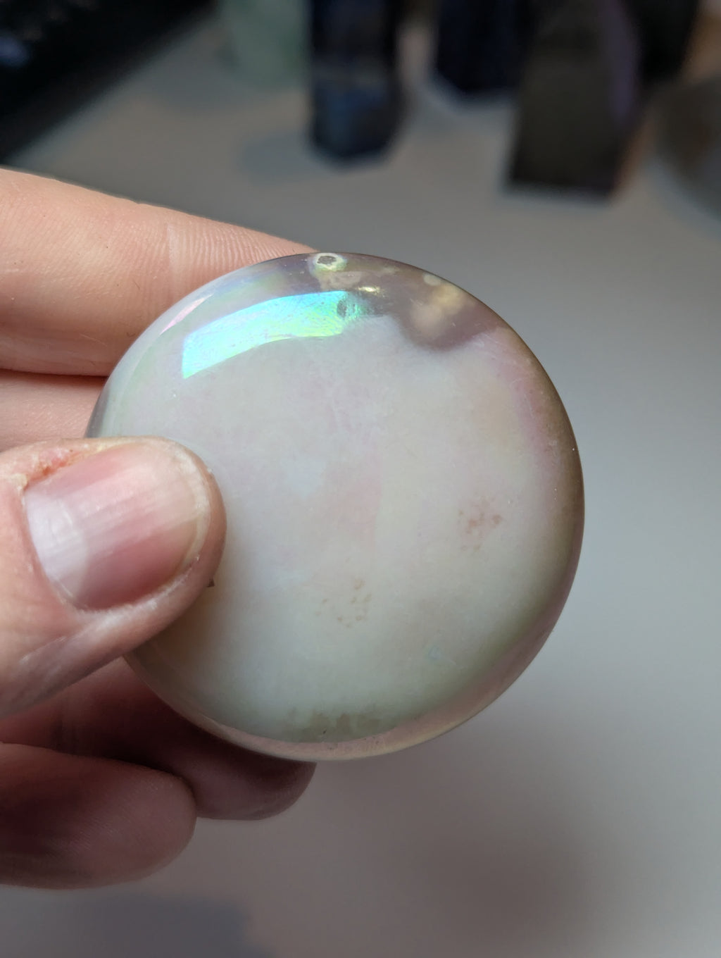 Flower agate aura palm stone