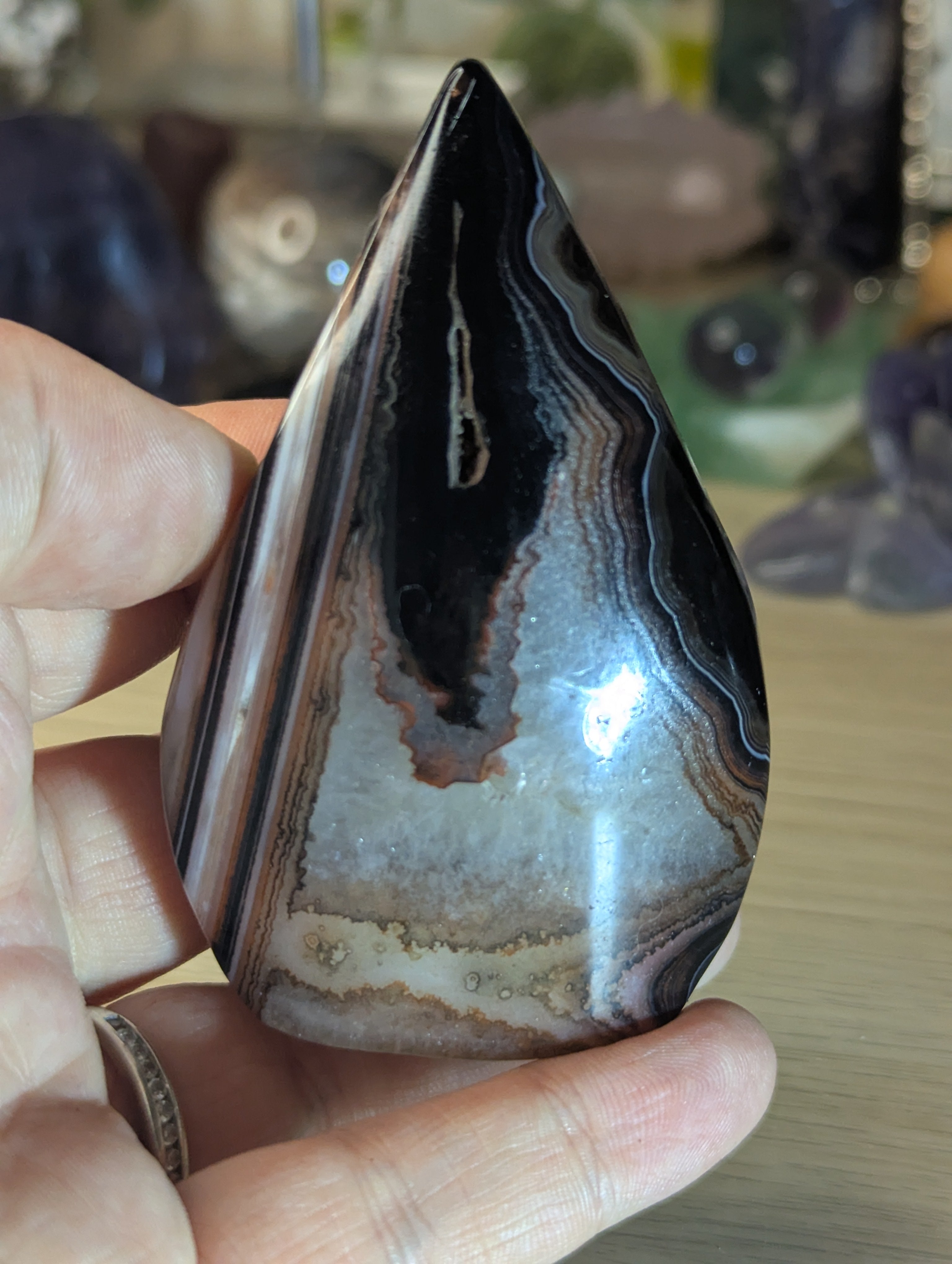 Sardonyx crystal Tear drop carving