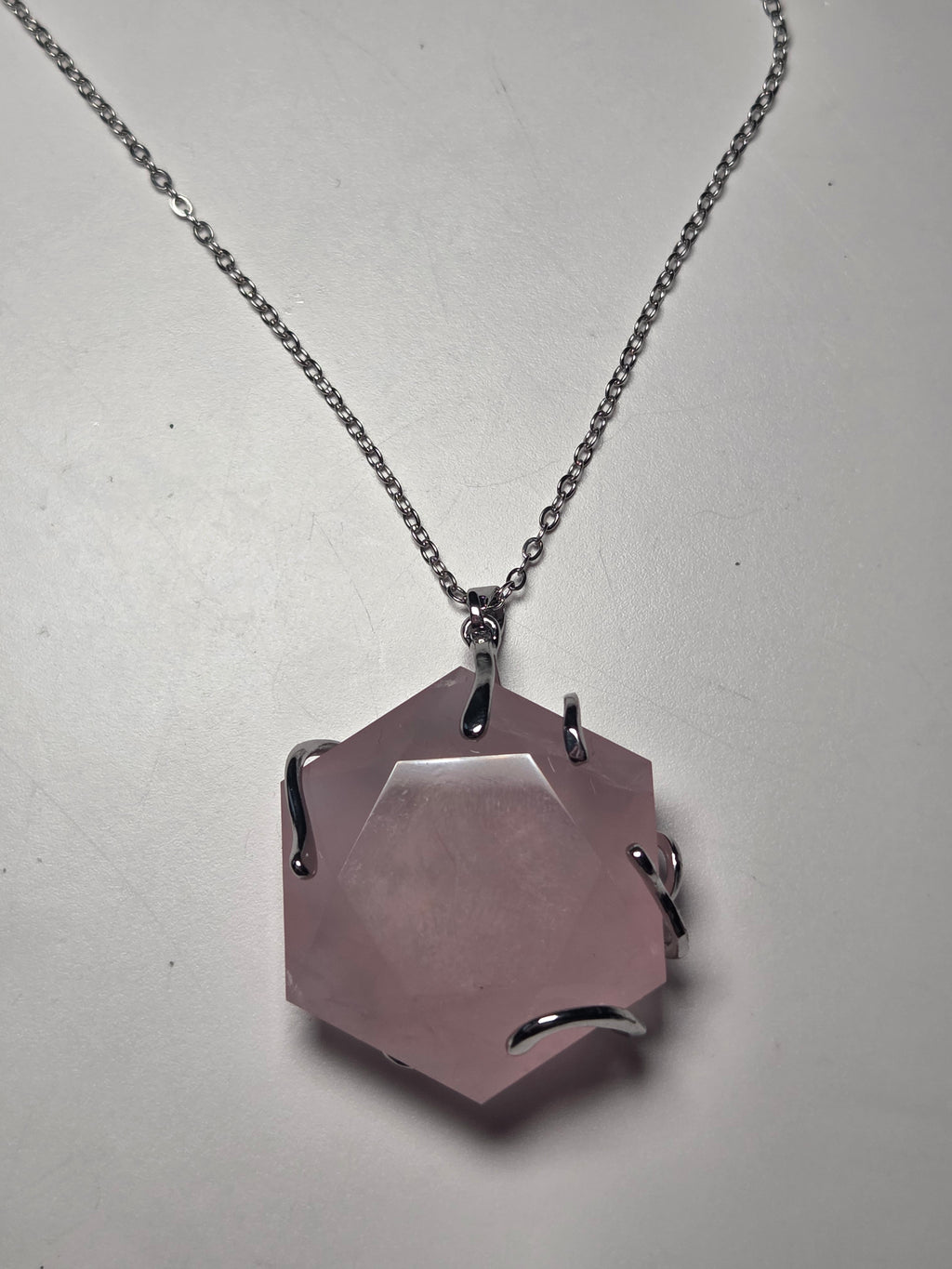 Rose quartz crystal handmade necklace s295