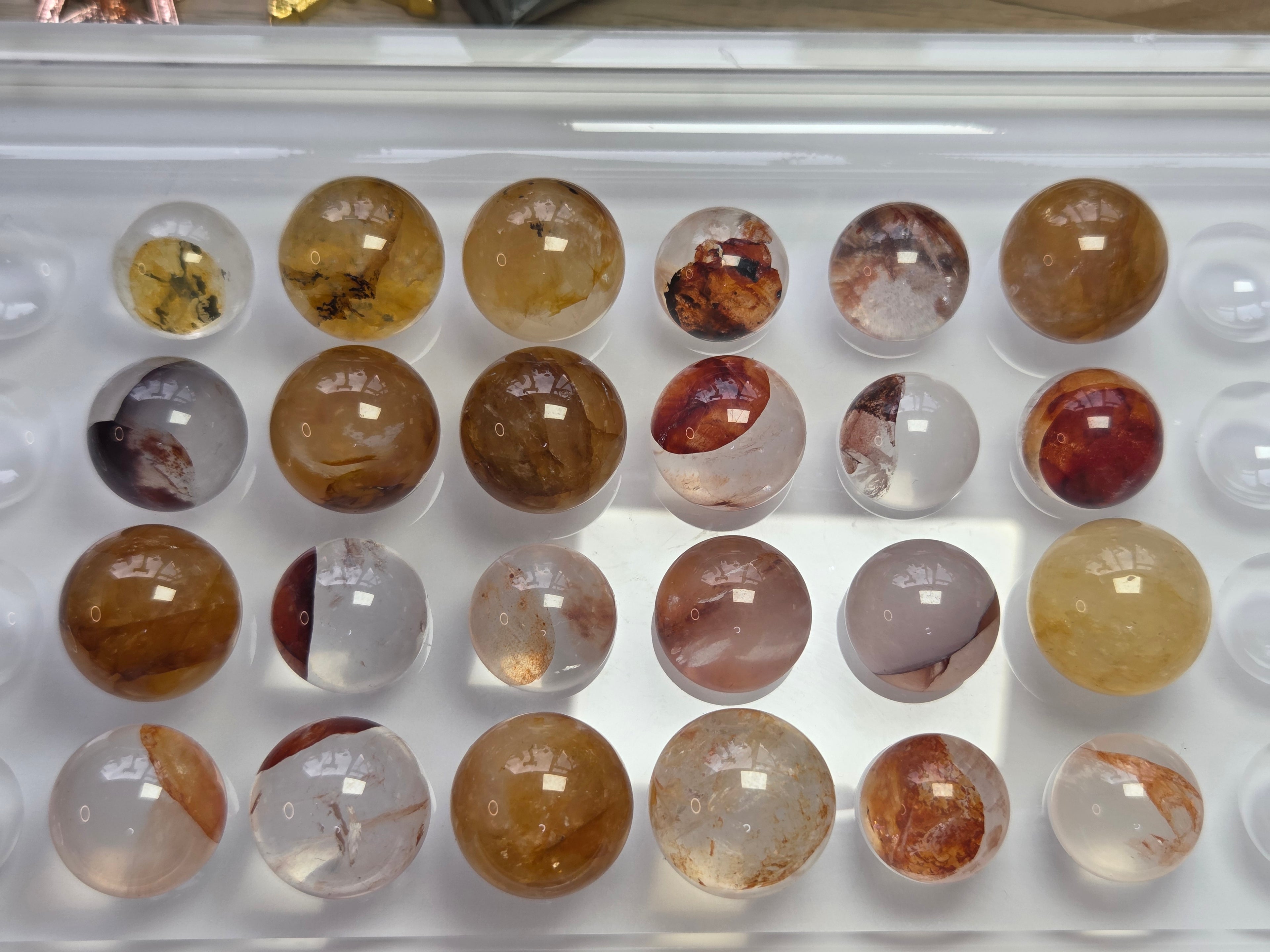 Golden healer and fire quartz crystal mini spheres