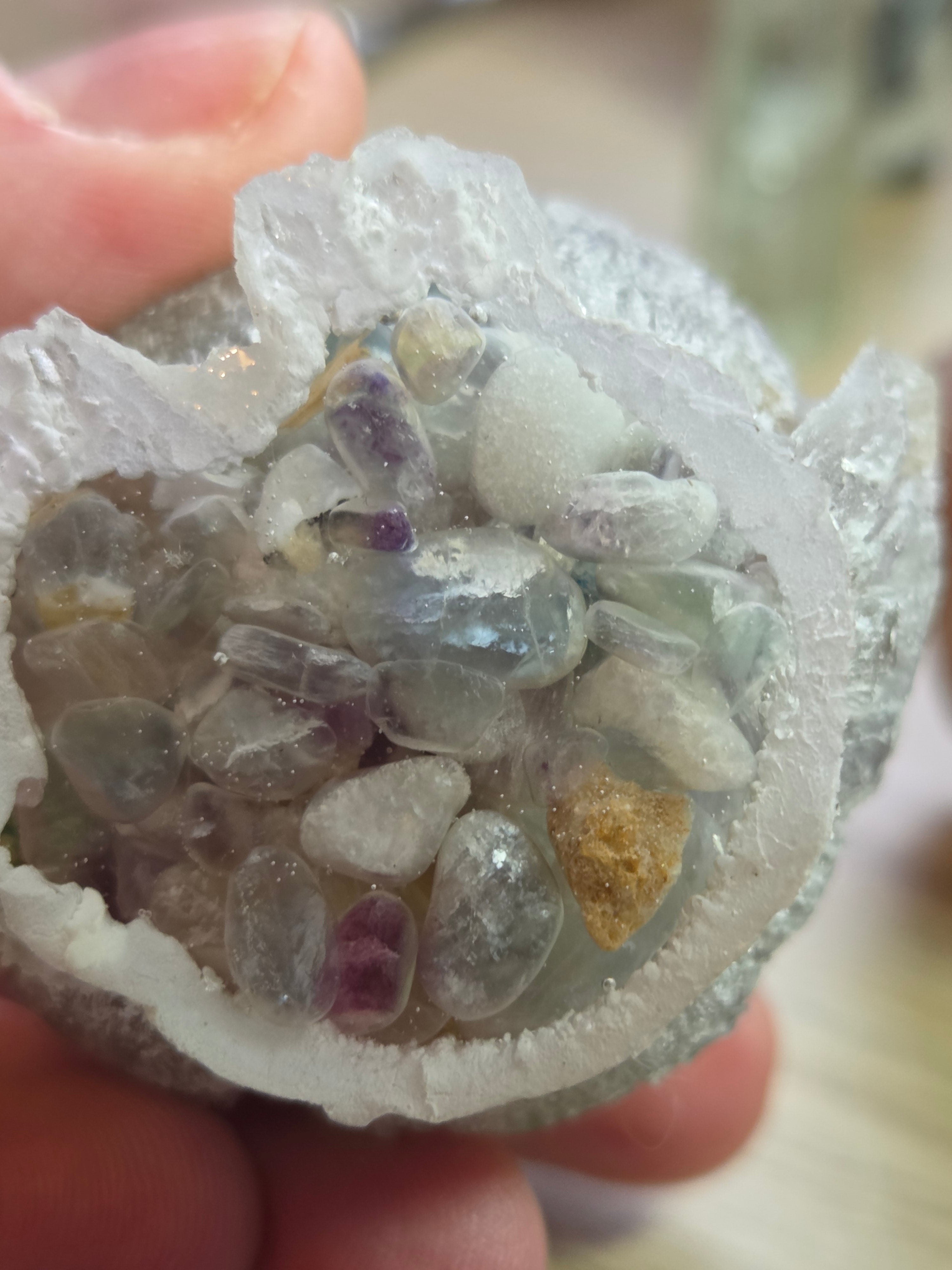 Resin owls fire quartz or flourite