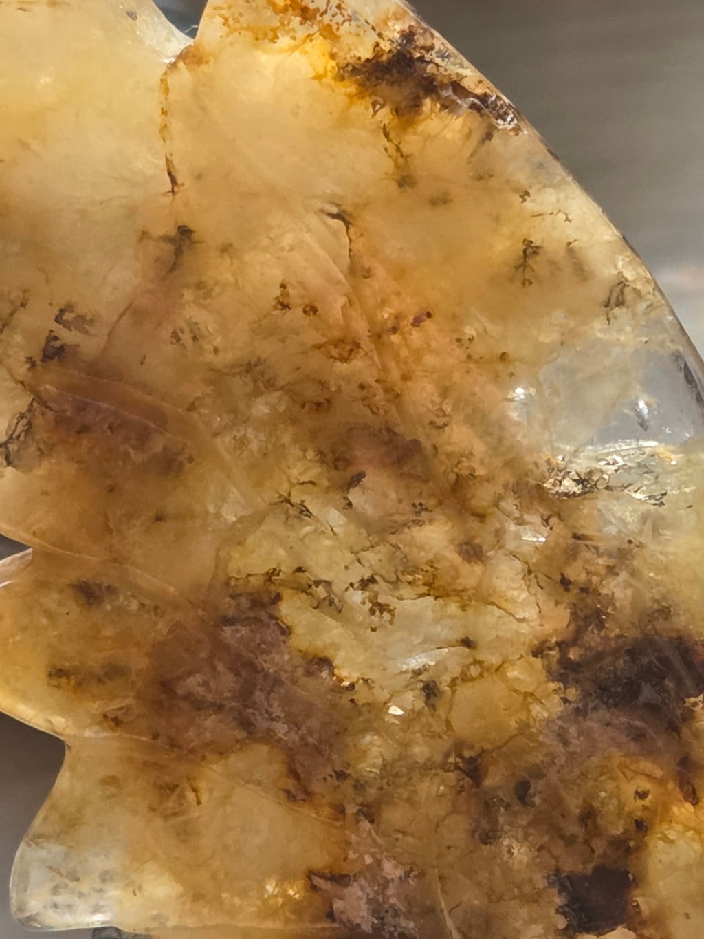 Dendritic with golden healer crystal  angel carving