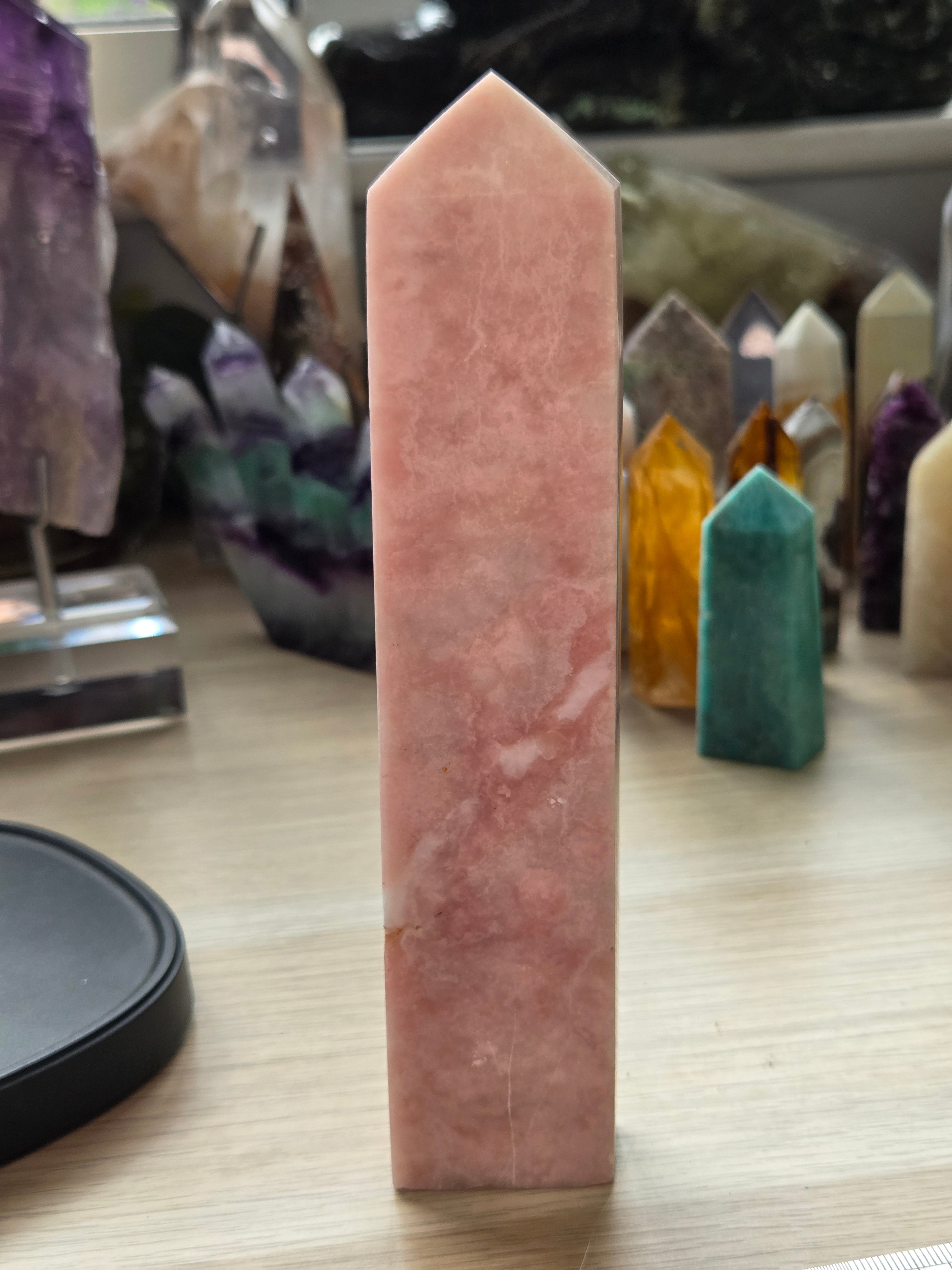 Large pink opal crystal tower