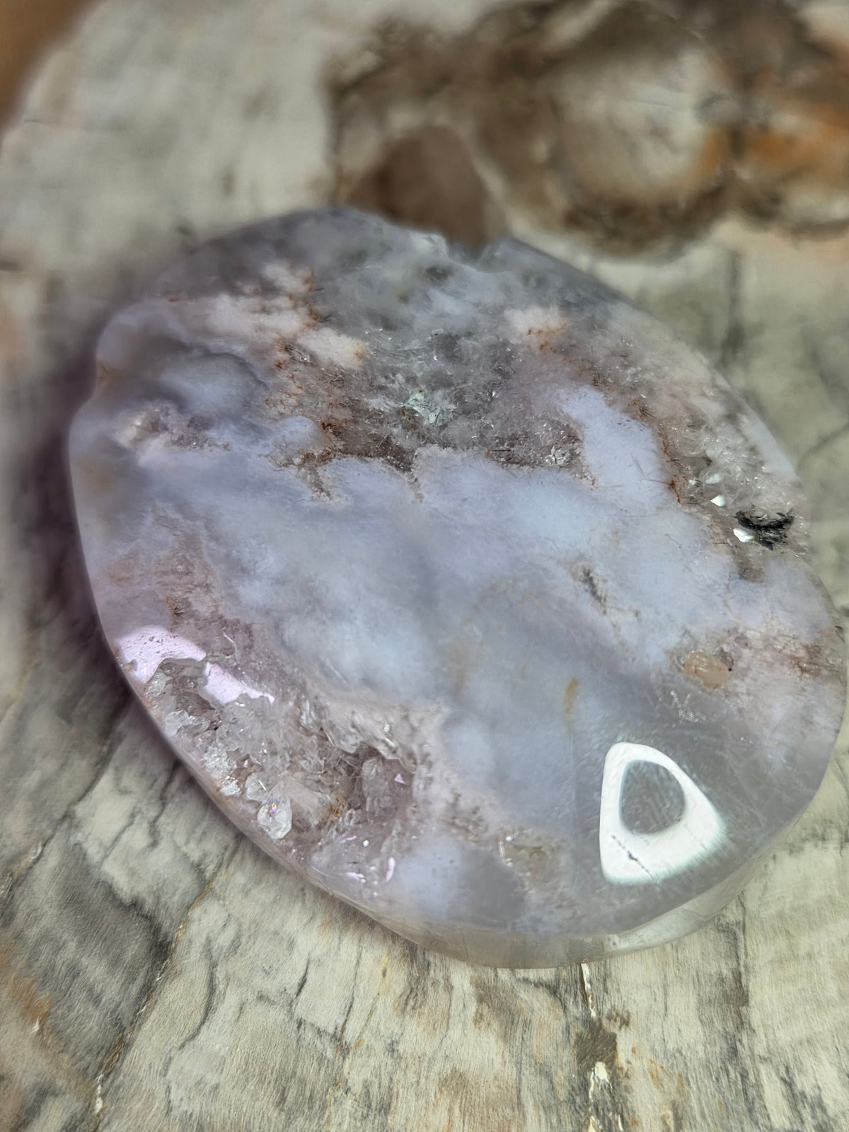 Pink amethyst crystal palmstone